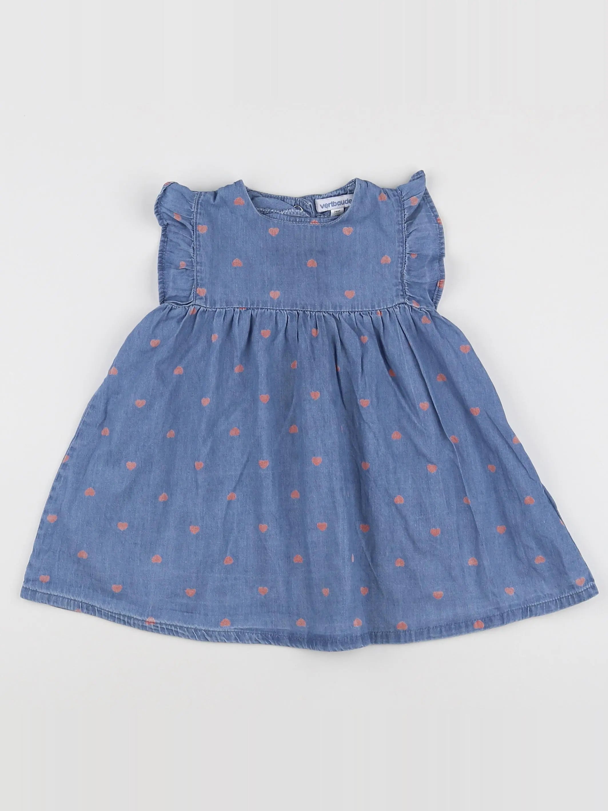 Vertbaudet - robe bleu, rouge - 12 mois