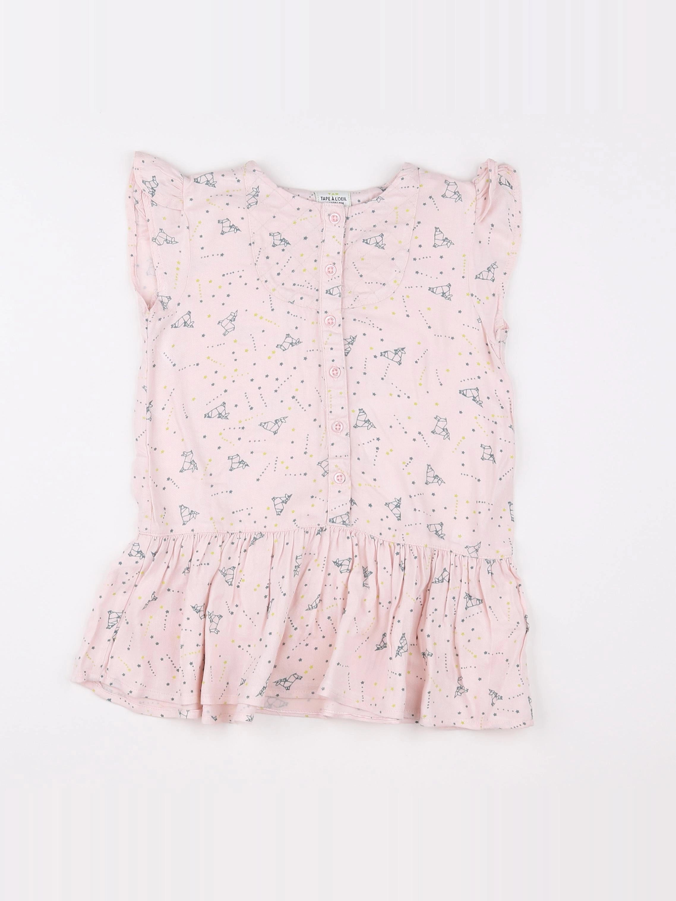 Tape à l'oeil - robe rose, vert - 2 ans