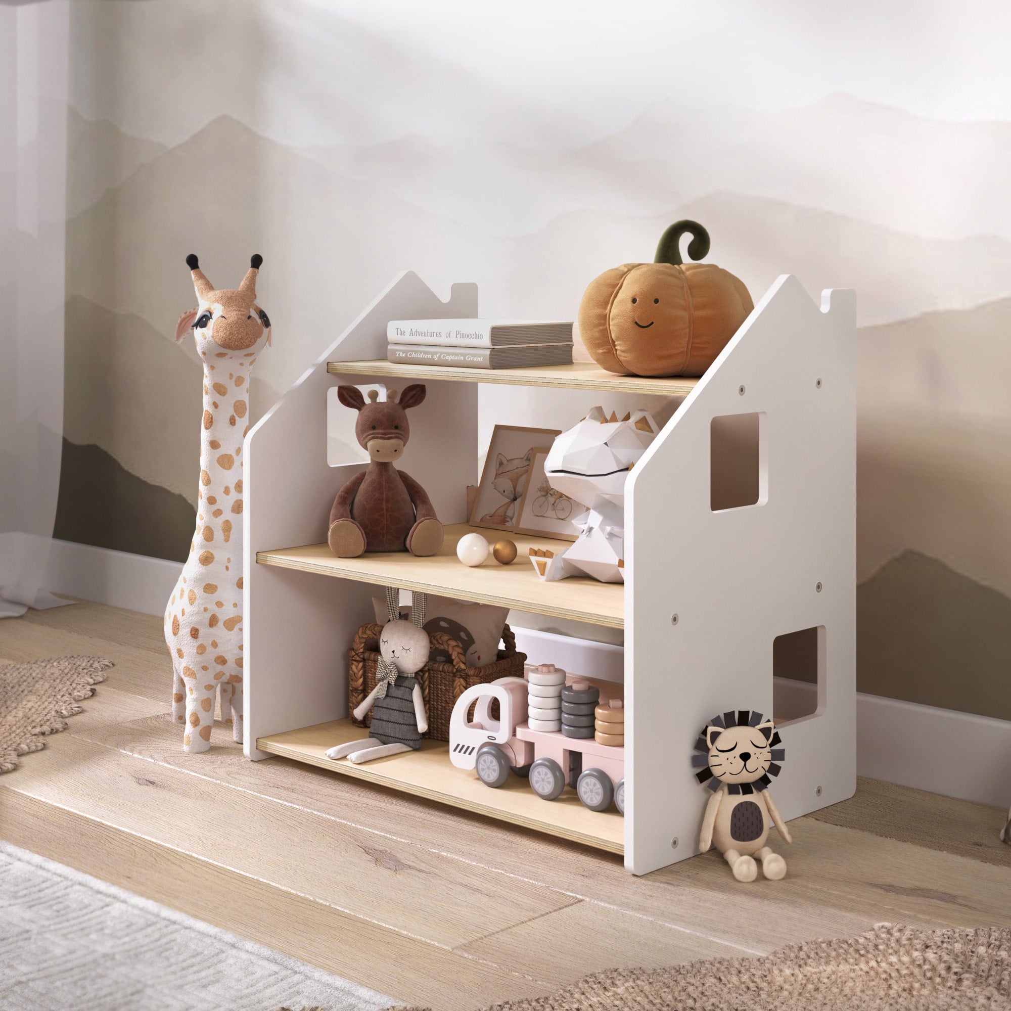 Étagère à jouets - Blanc et Gris