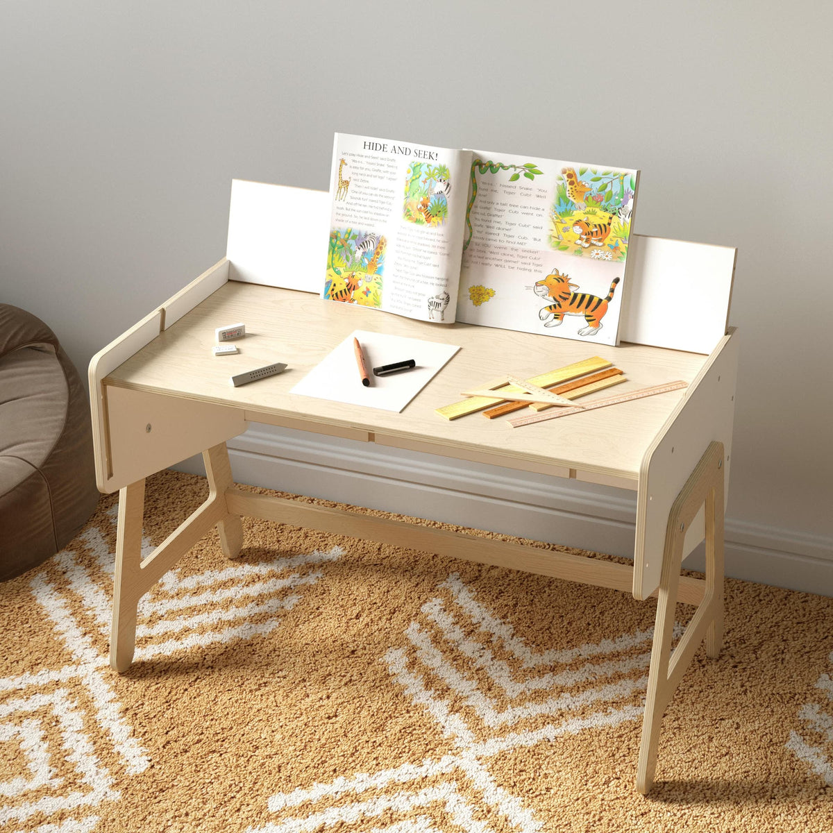Étagère à jouets / Table + Bibliothèque enfant / Siège LILU