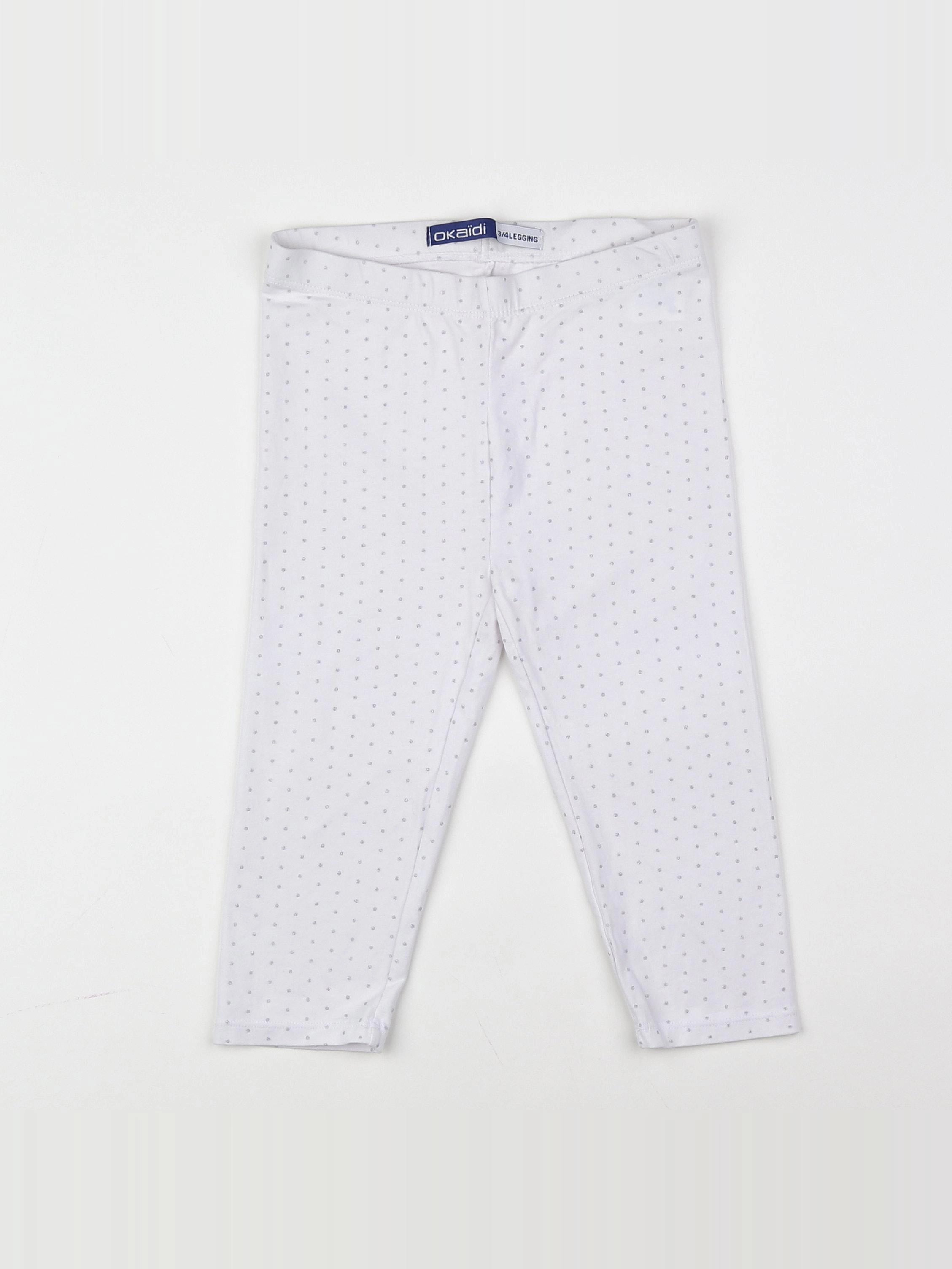 Okaidi - legging blanc, argent - 8 ans