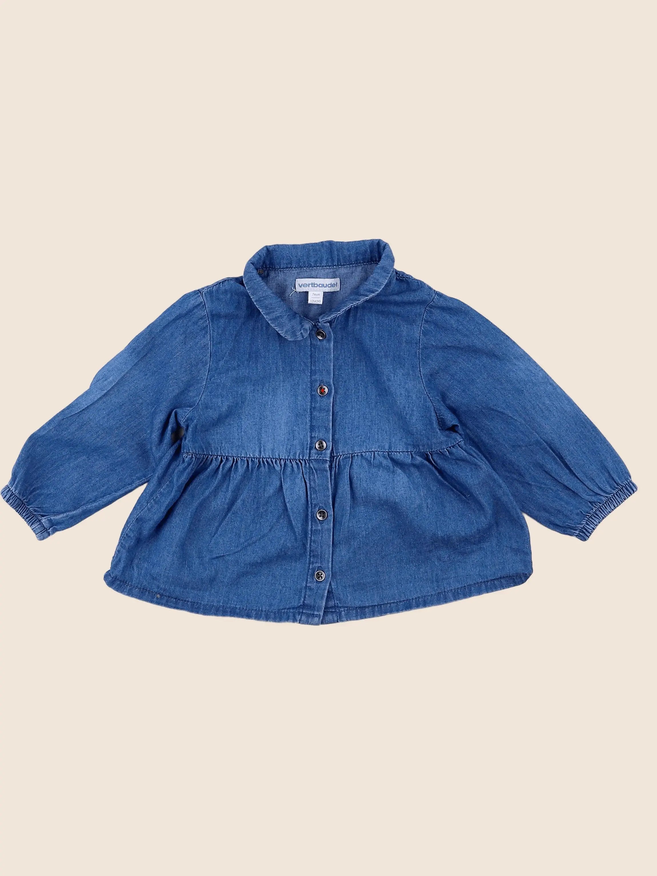 Vertbaudet - blouse bleu - 12 mois