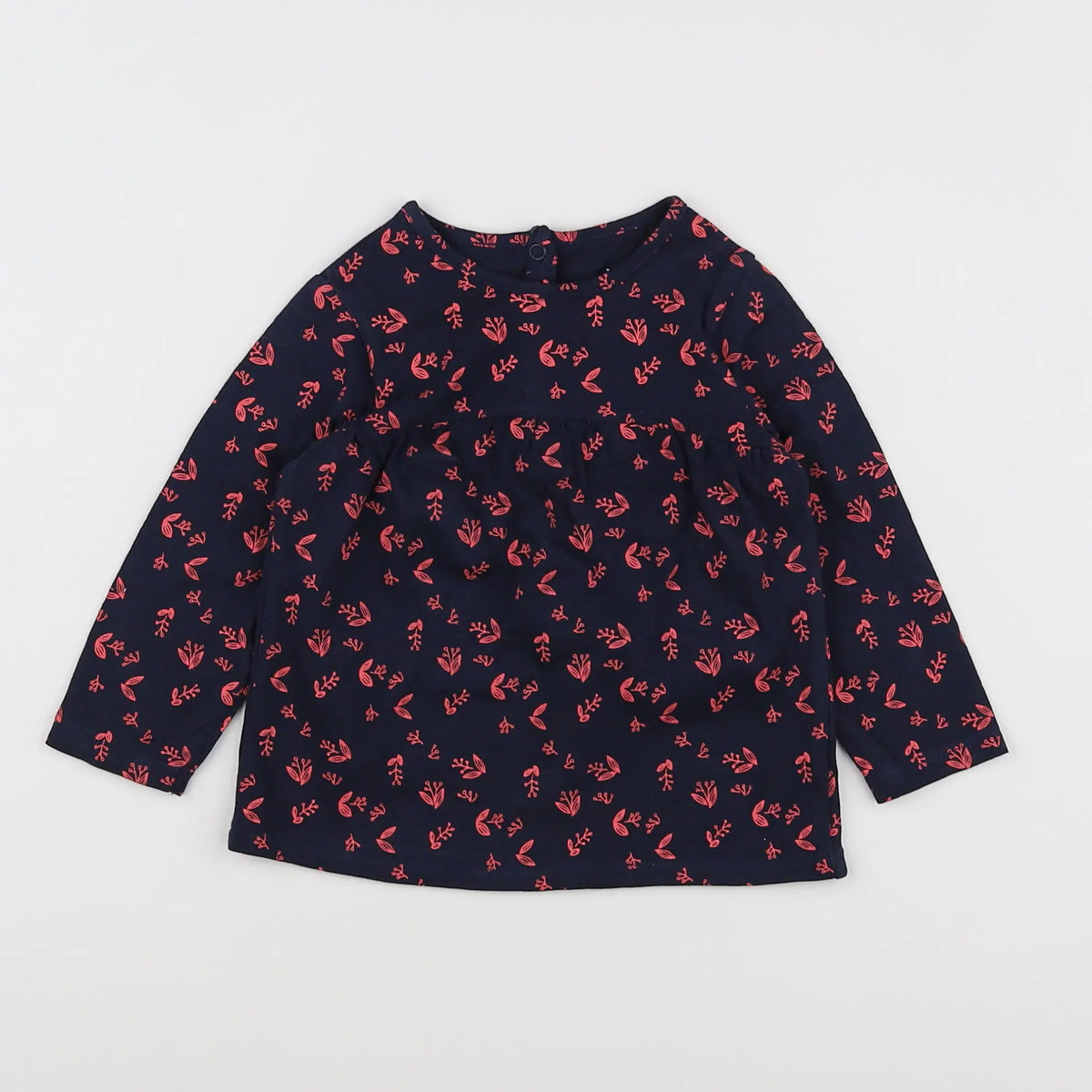 Vertbaudet - tee-shirt bleu, rose - 9 mois