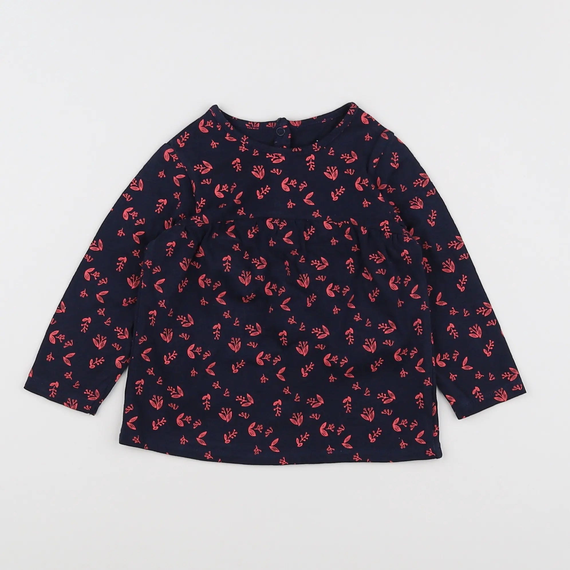 Vertbaudet - tee-shirt bleu, rose - 9 mois