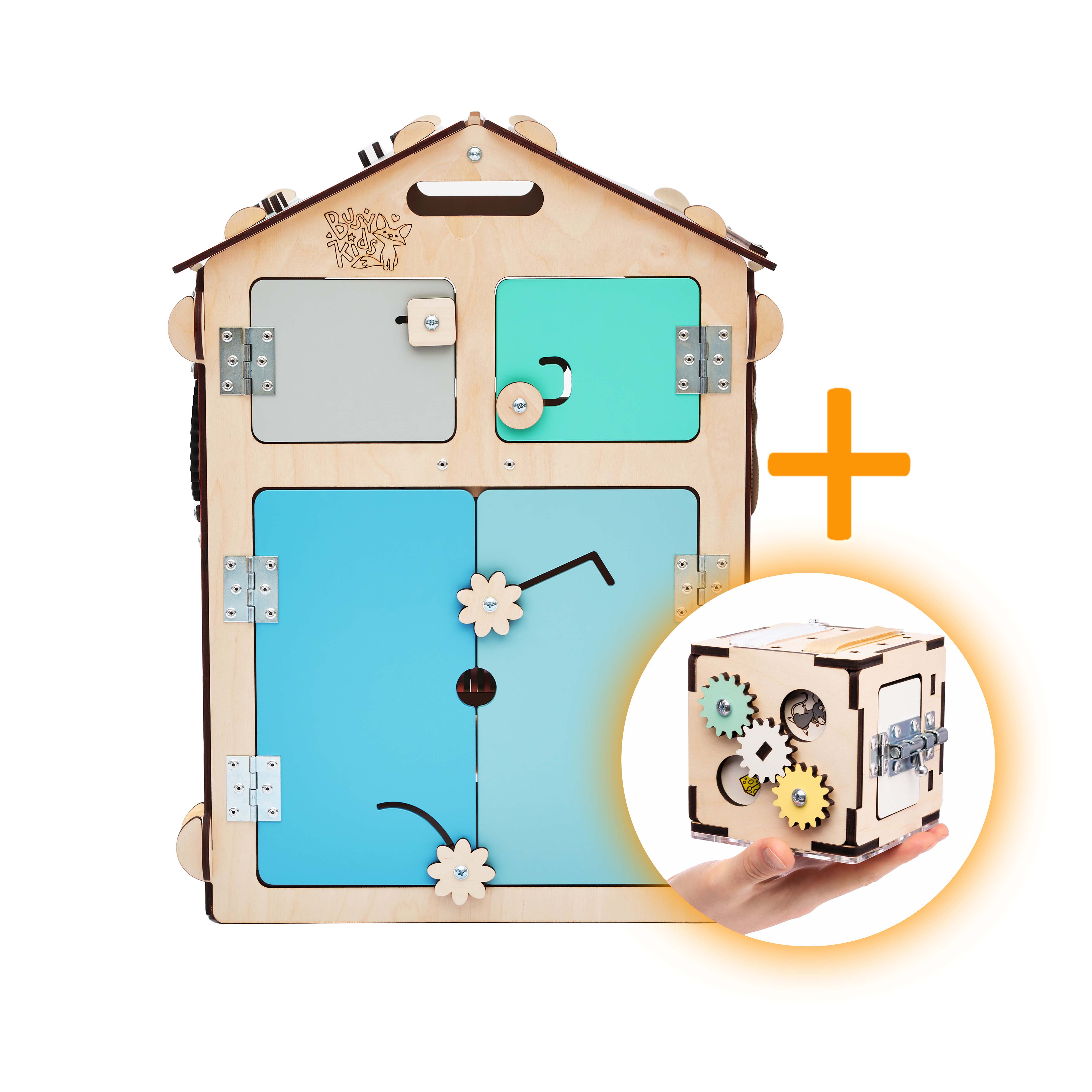 Ensemble - Busy board maisonnette natura et cube interactif