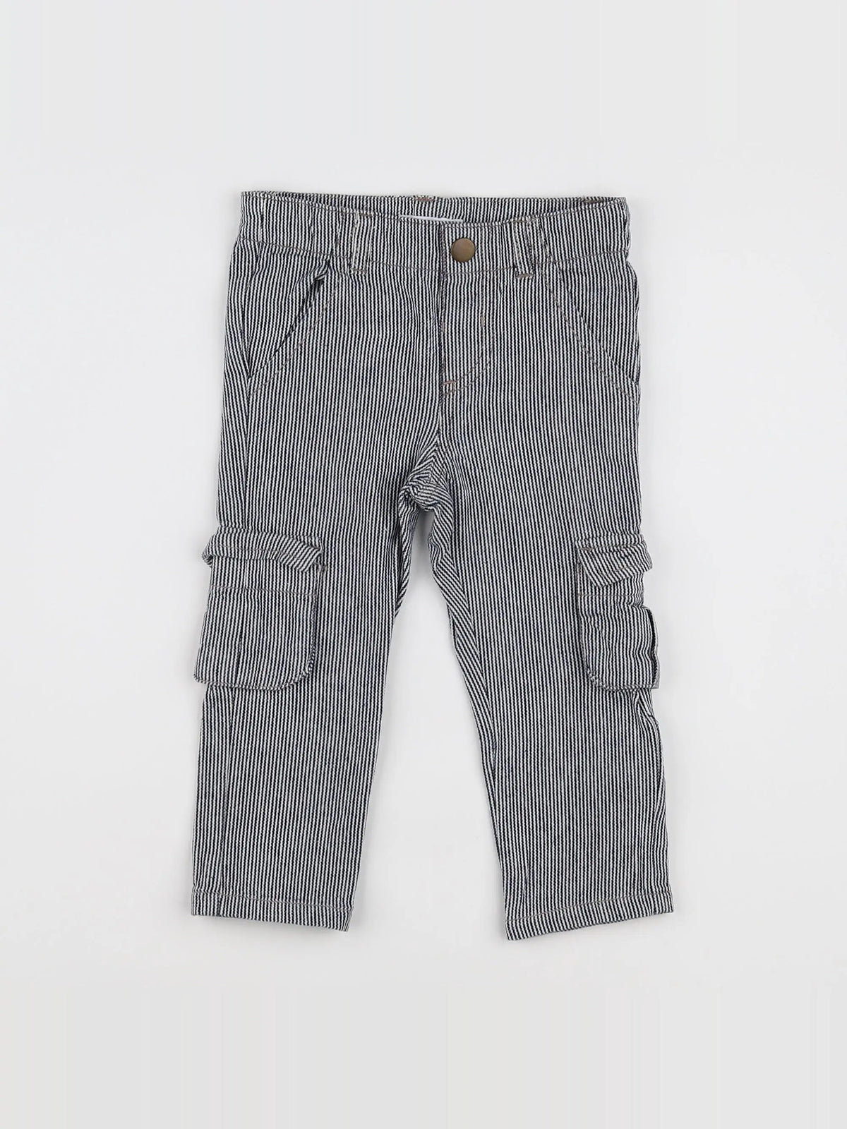 Boutchou - pantalon bleu, blanc - 12 mois