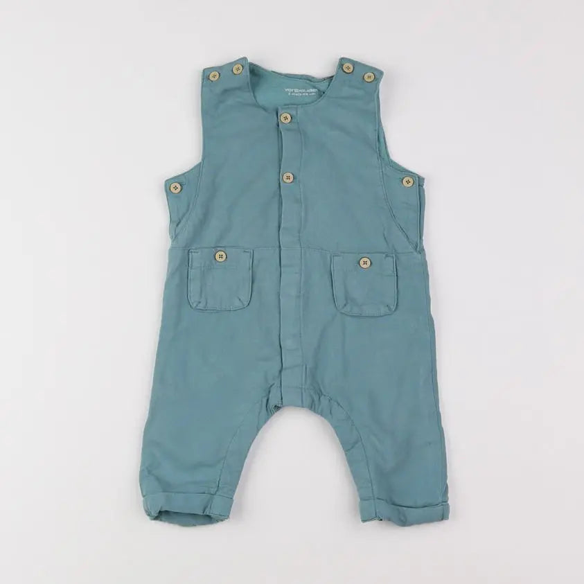 Vertbaudet - combinaison doublé bleu - 3 mois