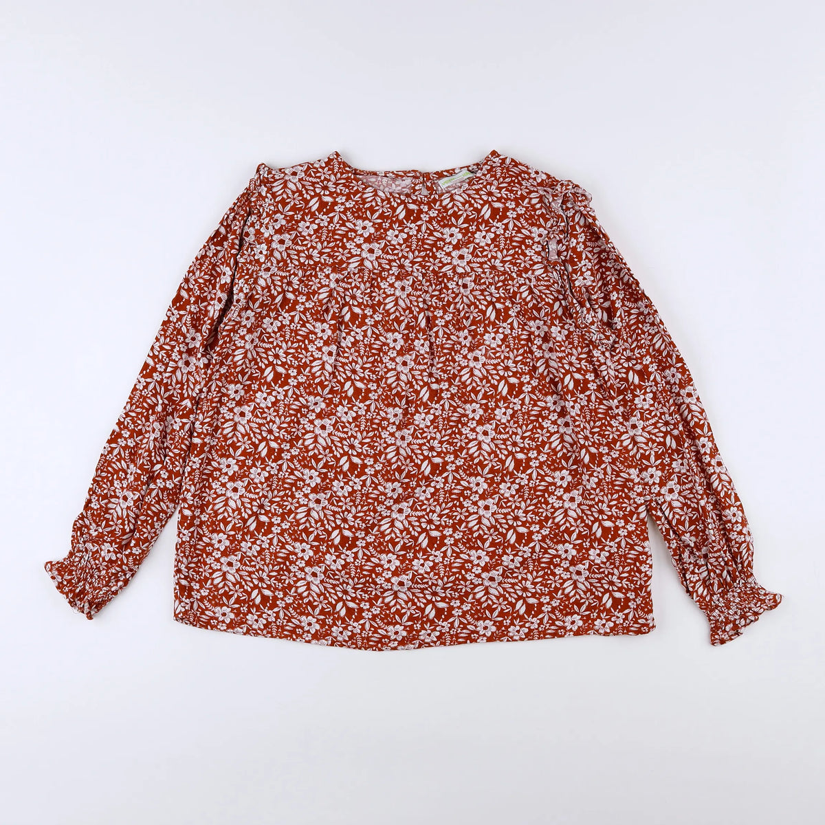 Vertbaudet - blouse marron, blanc - 10 ans