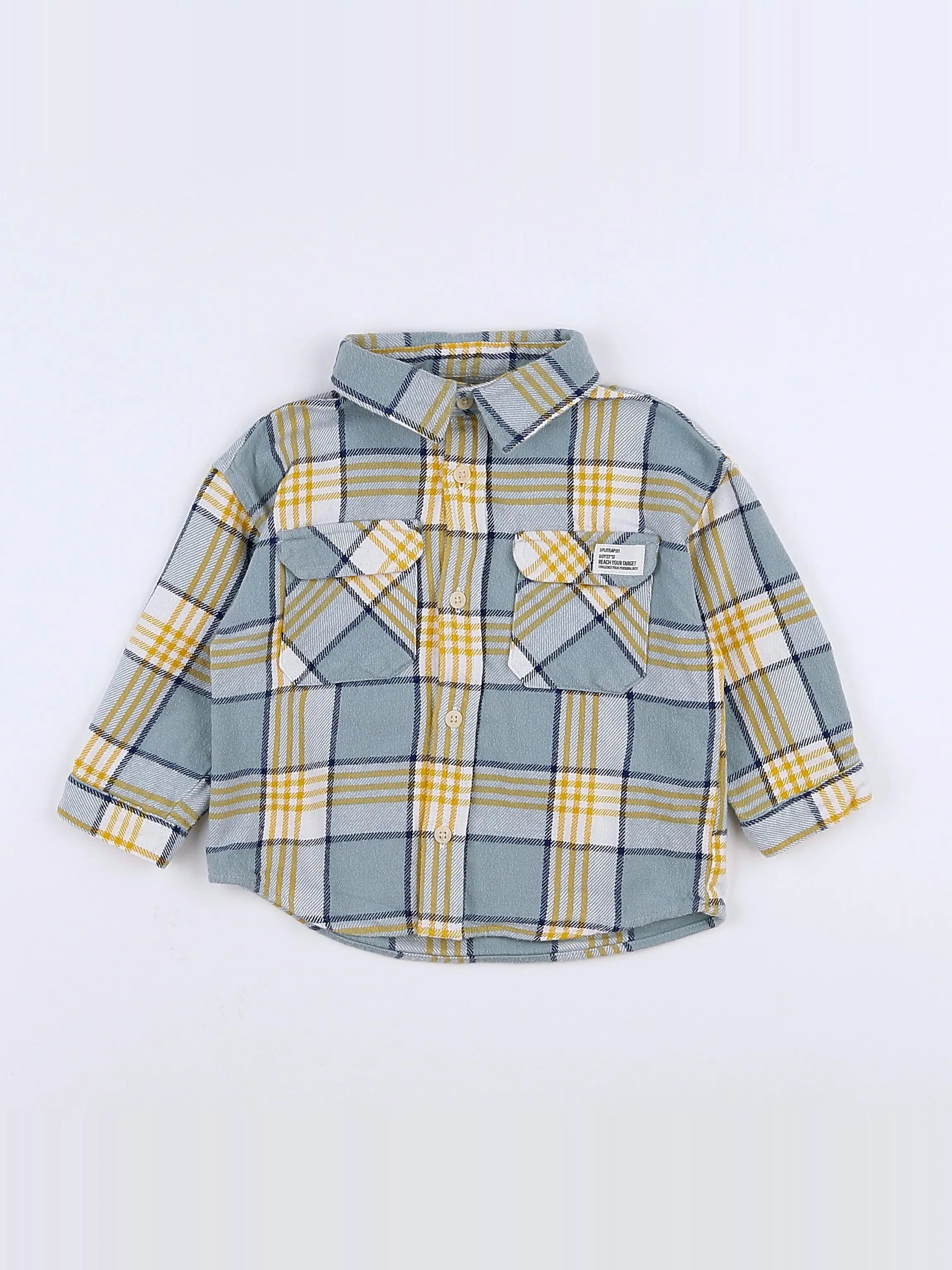 Zara - chemise beige, bleu, jaune - 9/12 mois