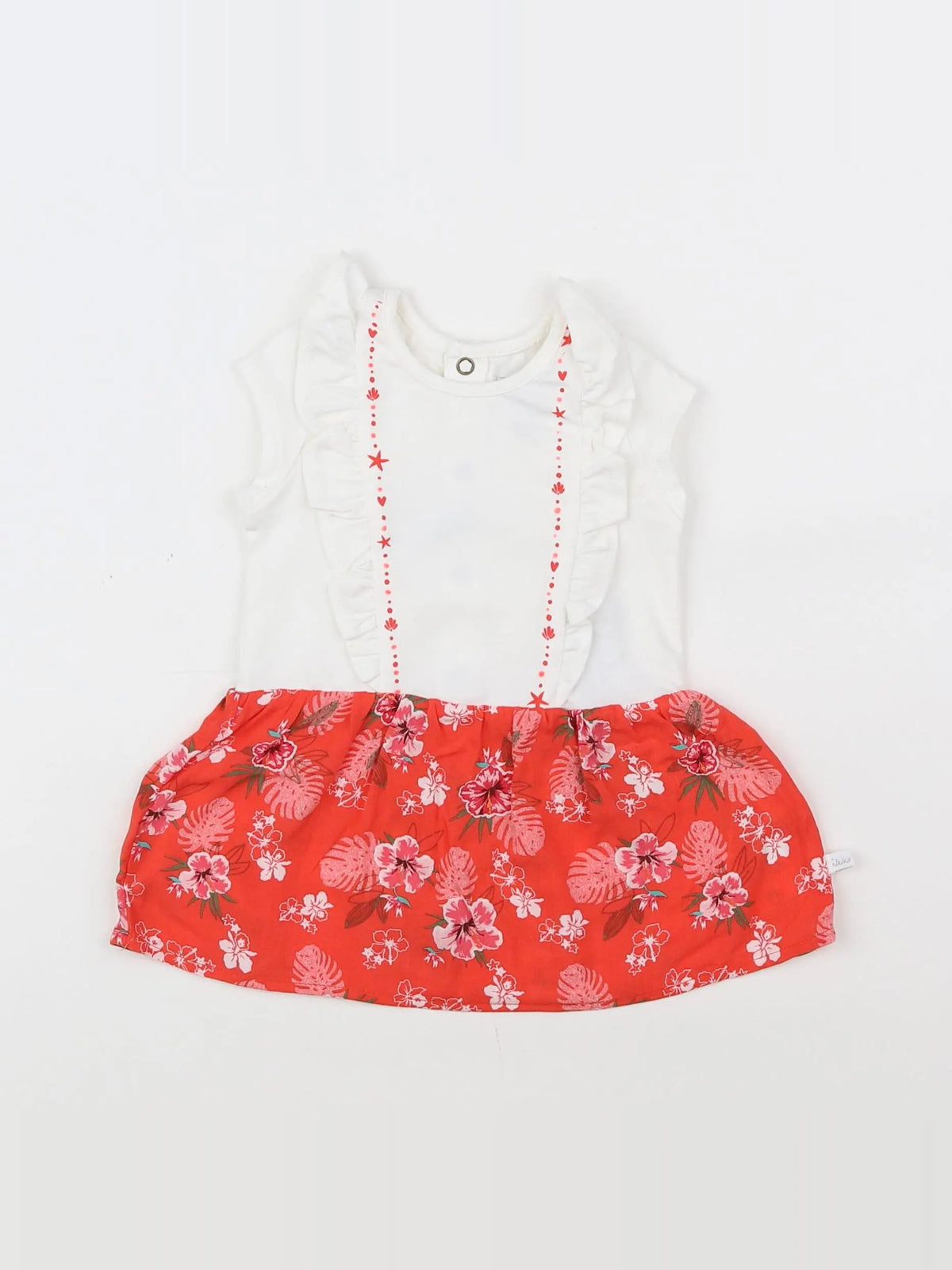 IKKS - robe blanc, rouge (état neuf) - 3 mois