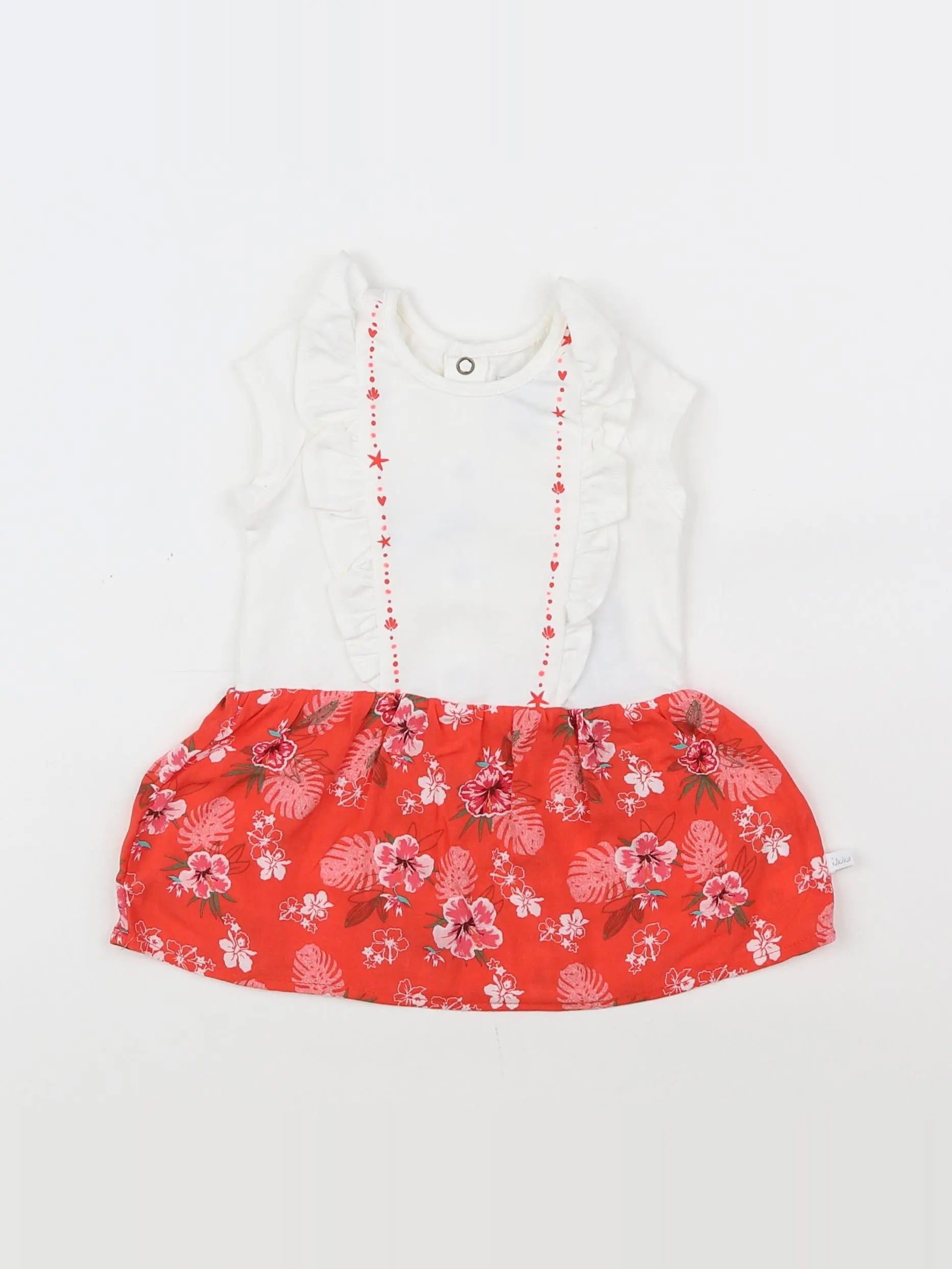 IKKS - robe blanc, rouge (état neuf) - 3 mois