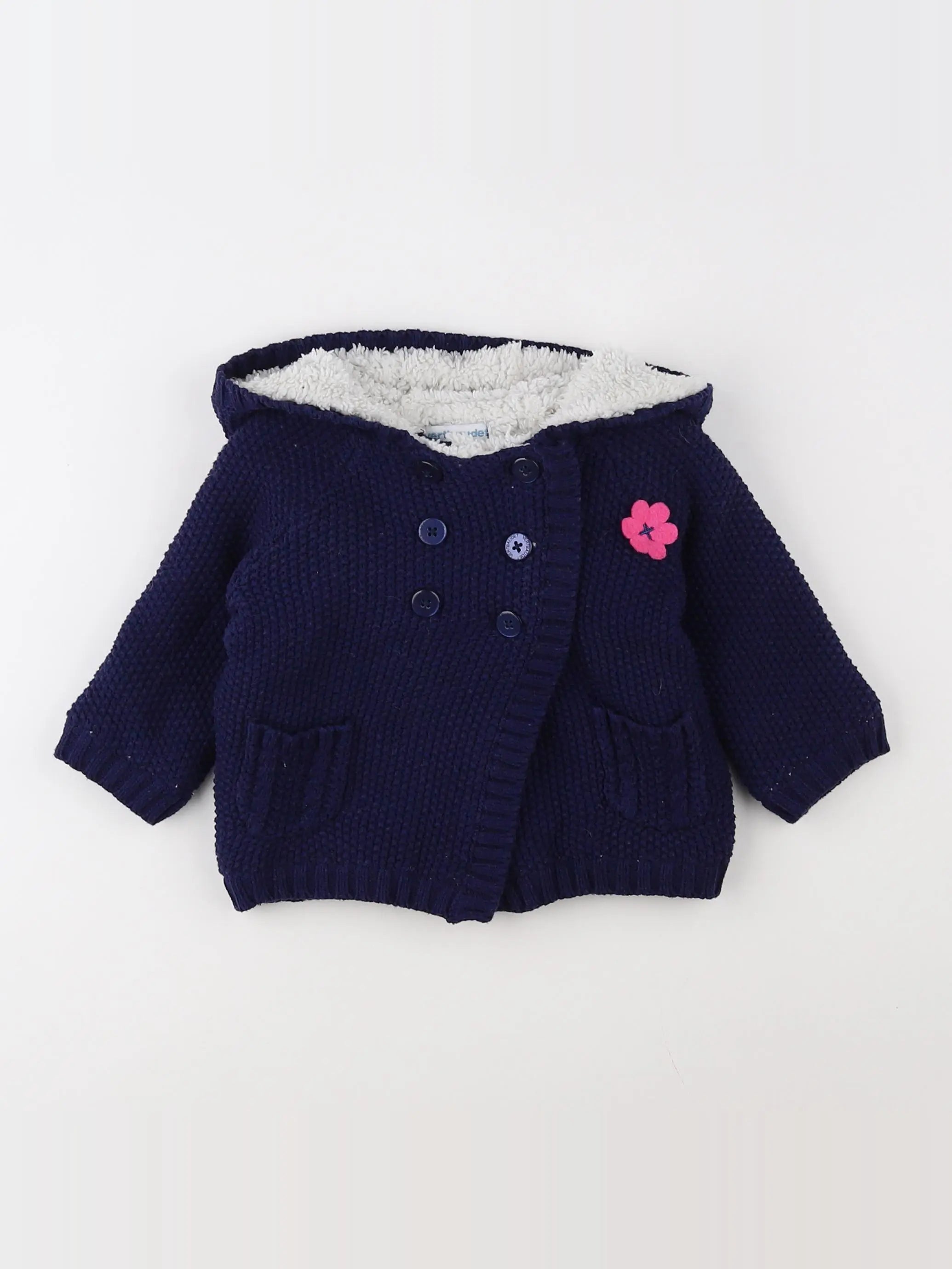 Vertbaudet - gilet bleu, blanc - 3 mois