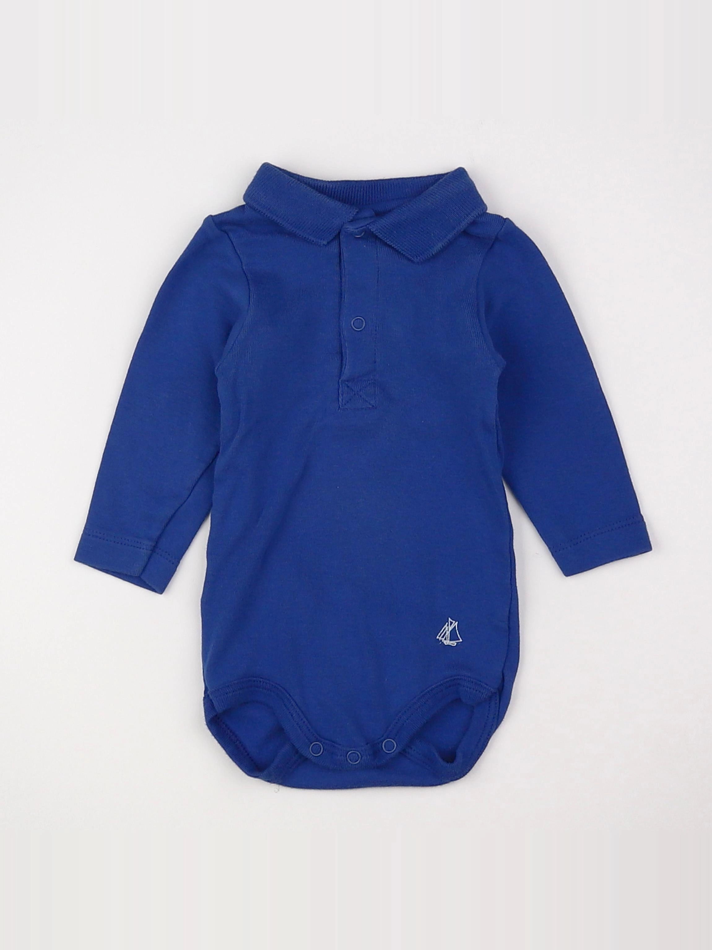 Petit Bateau - body vetement bleu - 3 mois