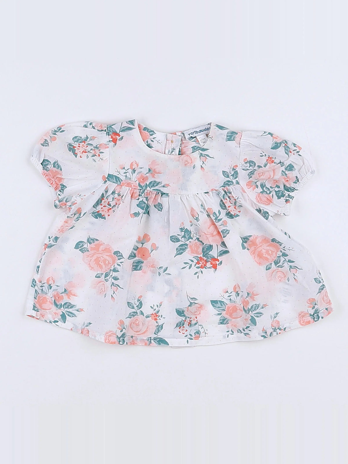 Vertbaudet - blouse blanc, rose - 6 mois