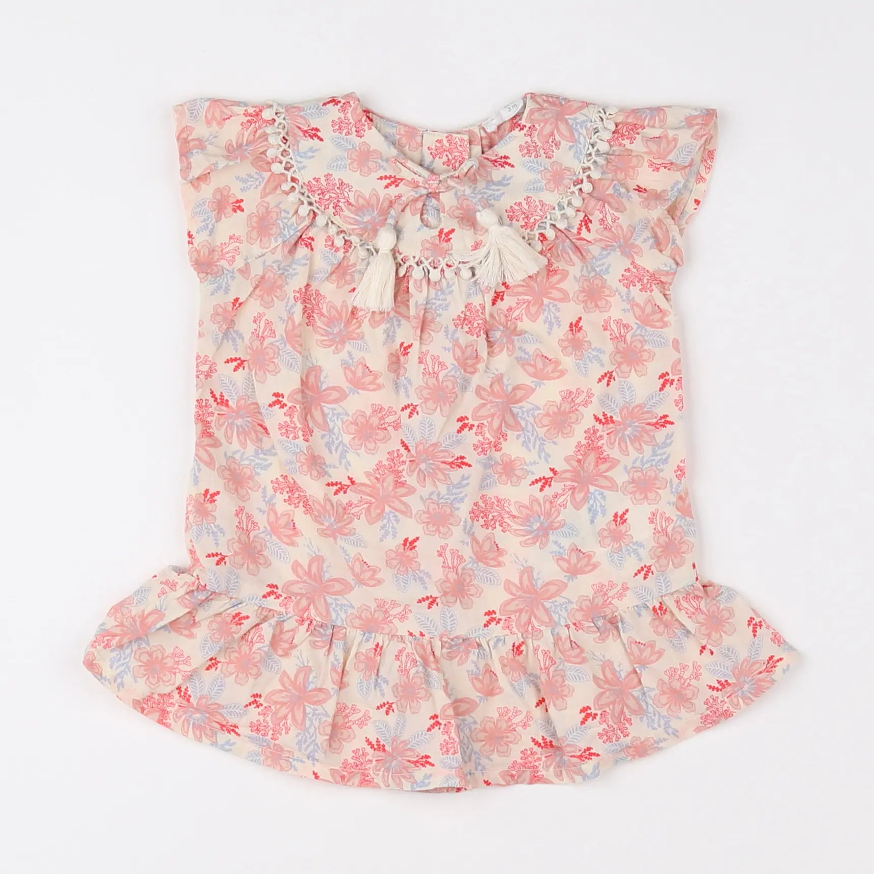 Vertbaudet - robe blanc, rouge - 3 mois