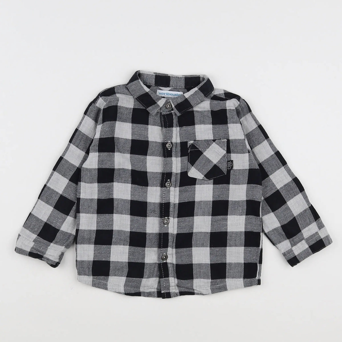 Vertbaudet - chemise noir, blanc - 12 mois