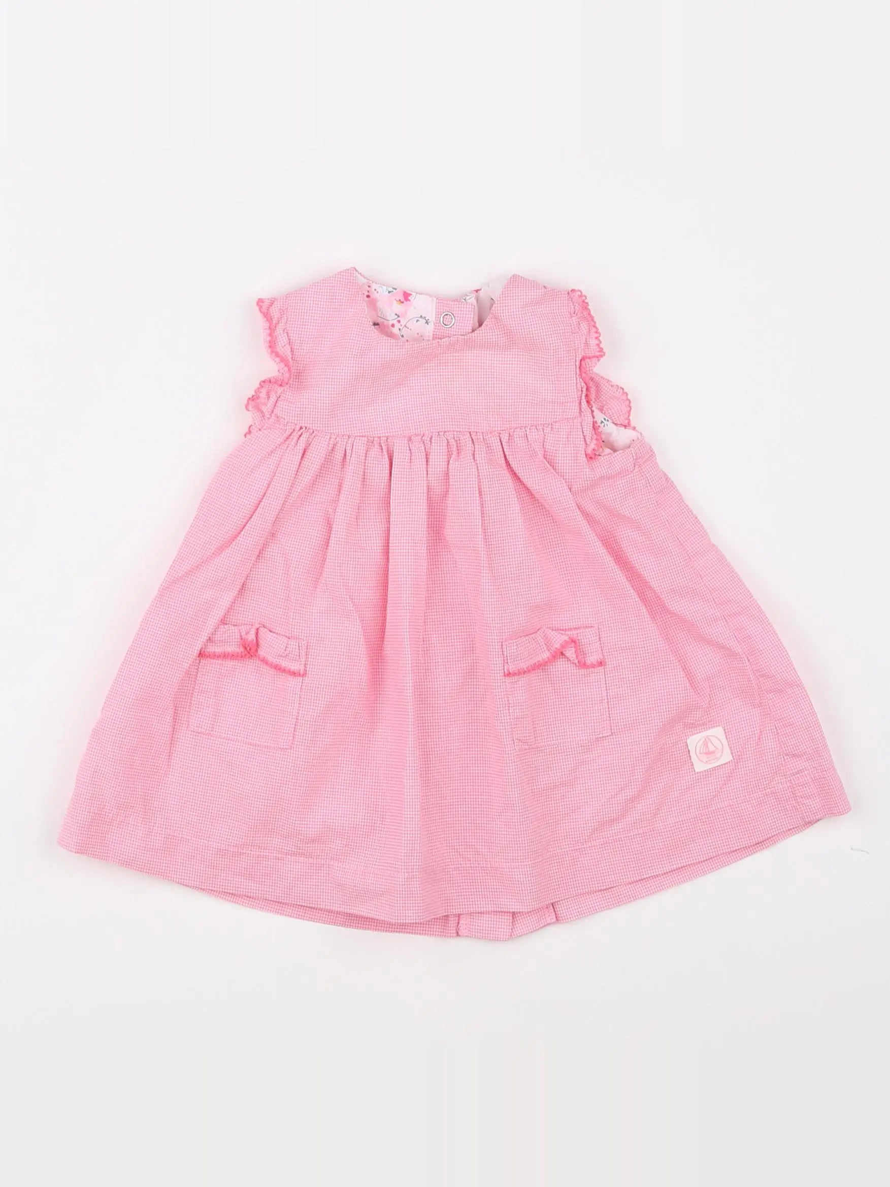 Petit Bateau - robe blanc, rose - 3 mois