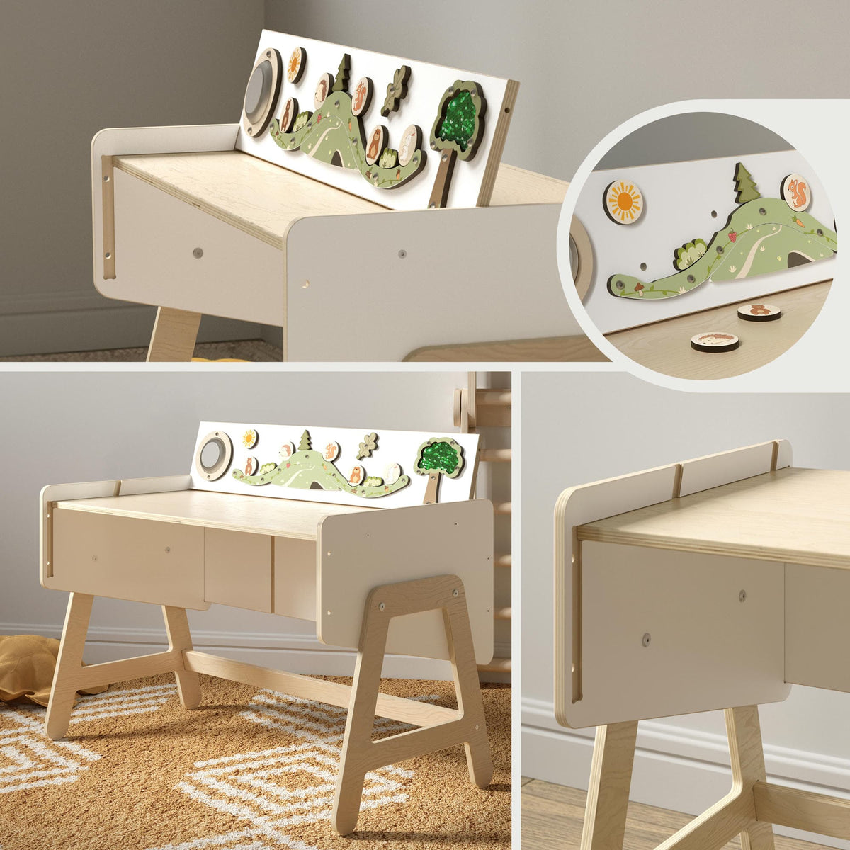 Étagère à jouets / Table + Bibliothèque enfant / Siège LILU