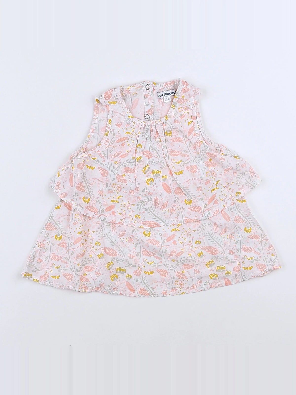 Vertbaudet - robe blanc, rose - 12 mois