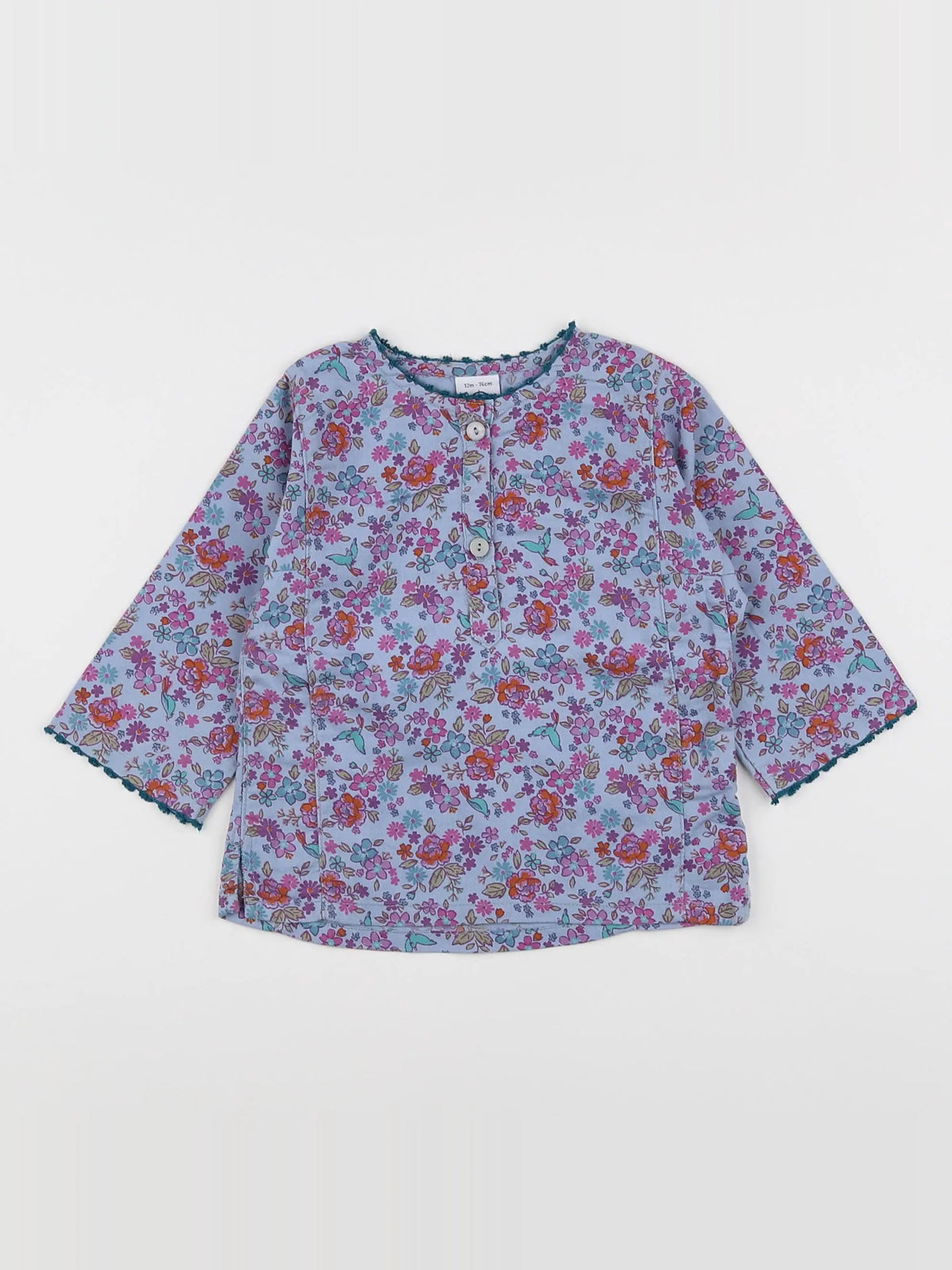 Petit Bateau - blouse bleu - 12 mois