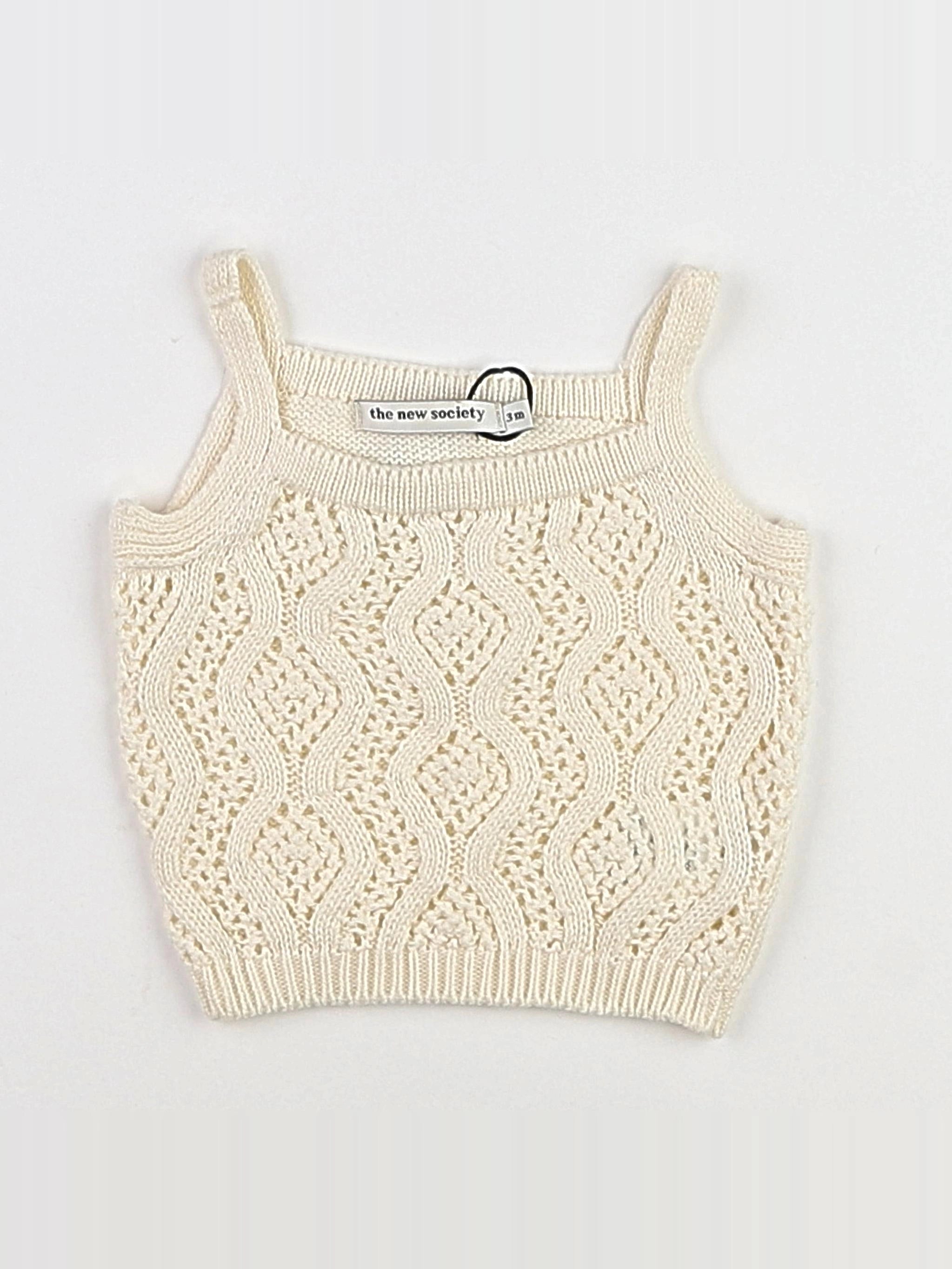 The new society - top tricot beige (état neuf) - 3 mois