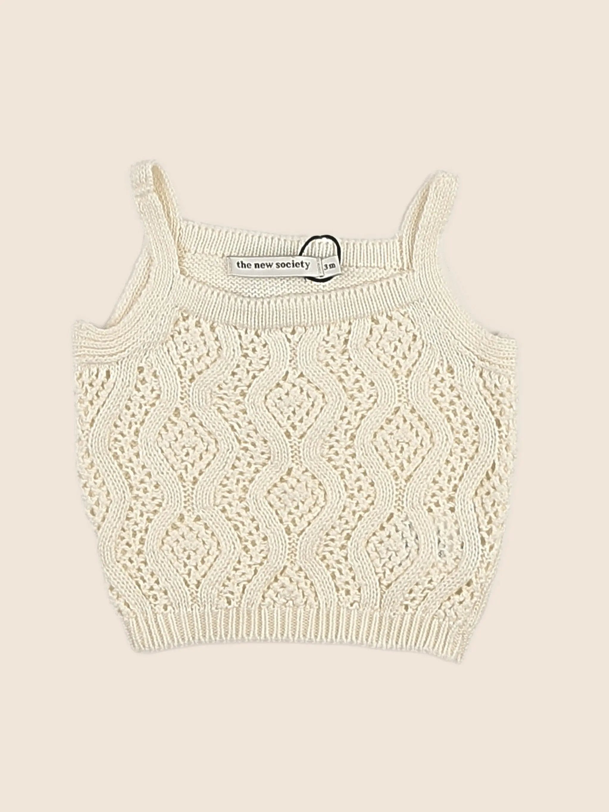 The new society - top tricot beige (état neuf) - 3 mois