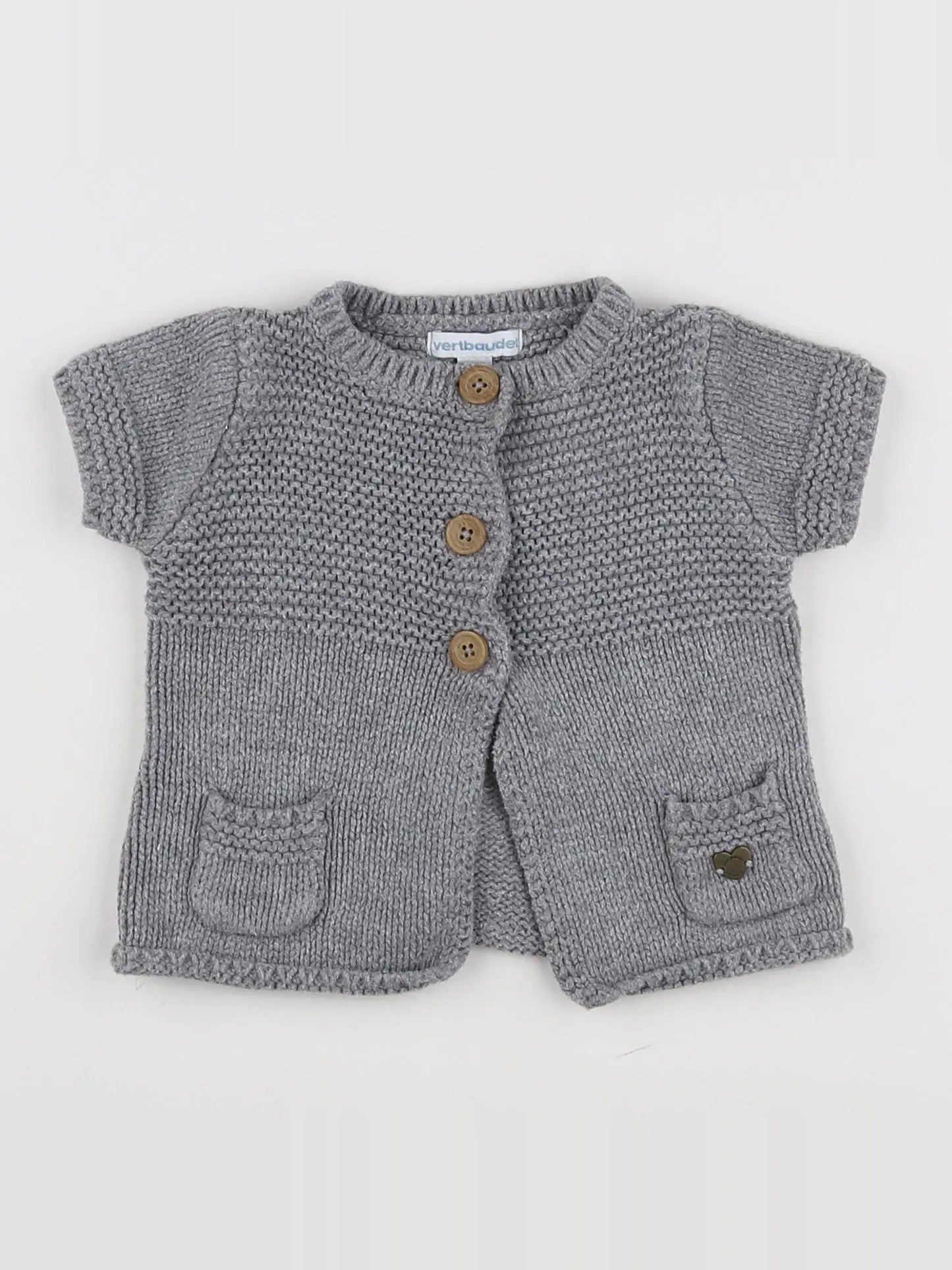 Vertbaudet - gilet gris - 6 mois