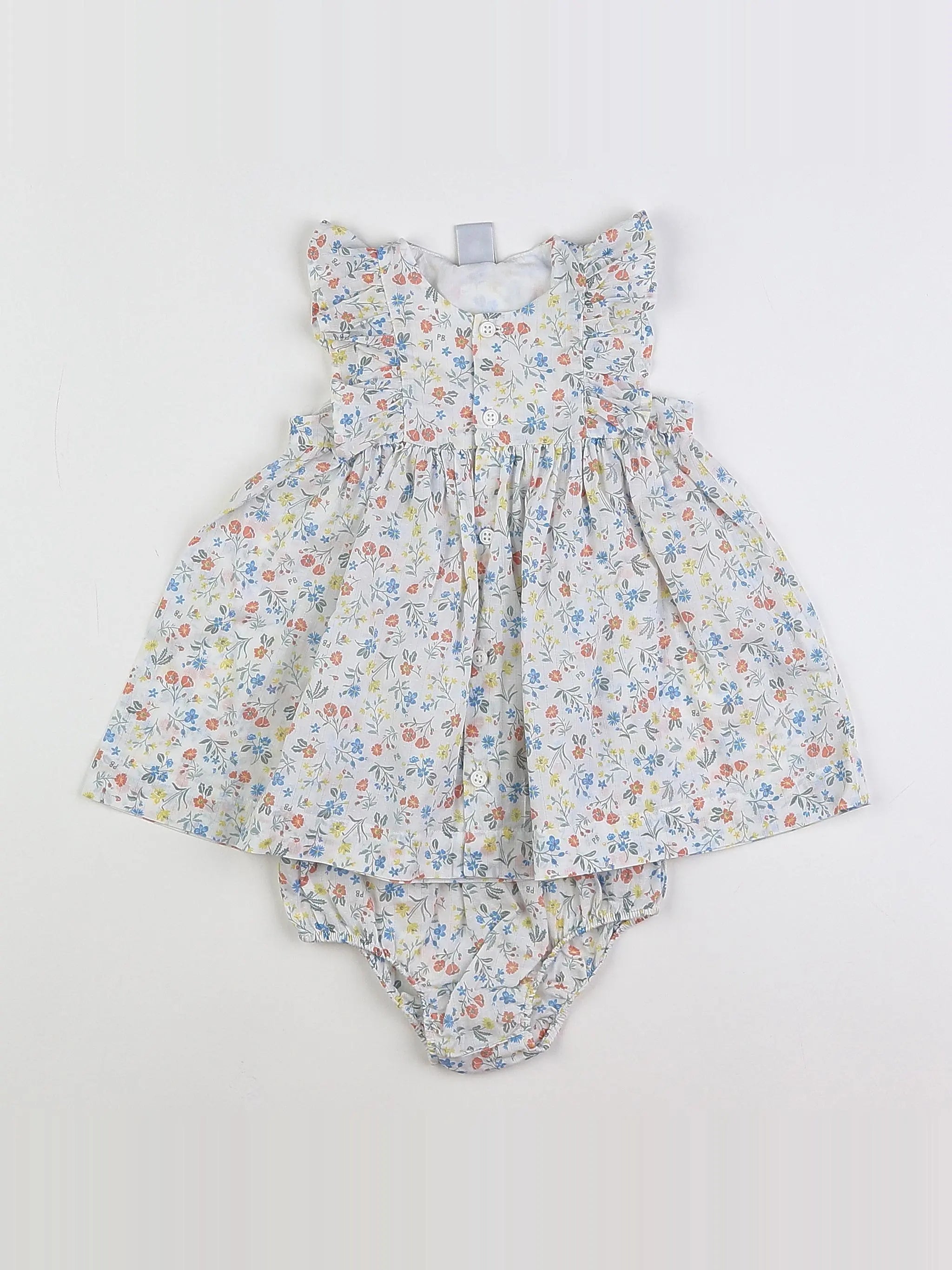 Petit Bateau - robe blanc - 12 mois
