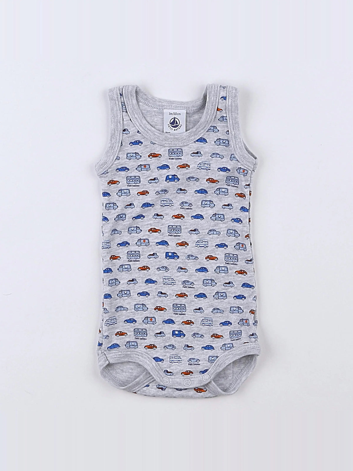 Petit Bateau - body gris, bleu - 3 mois