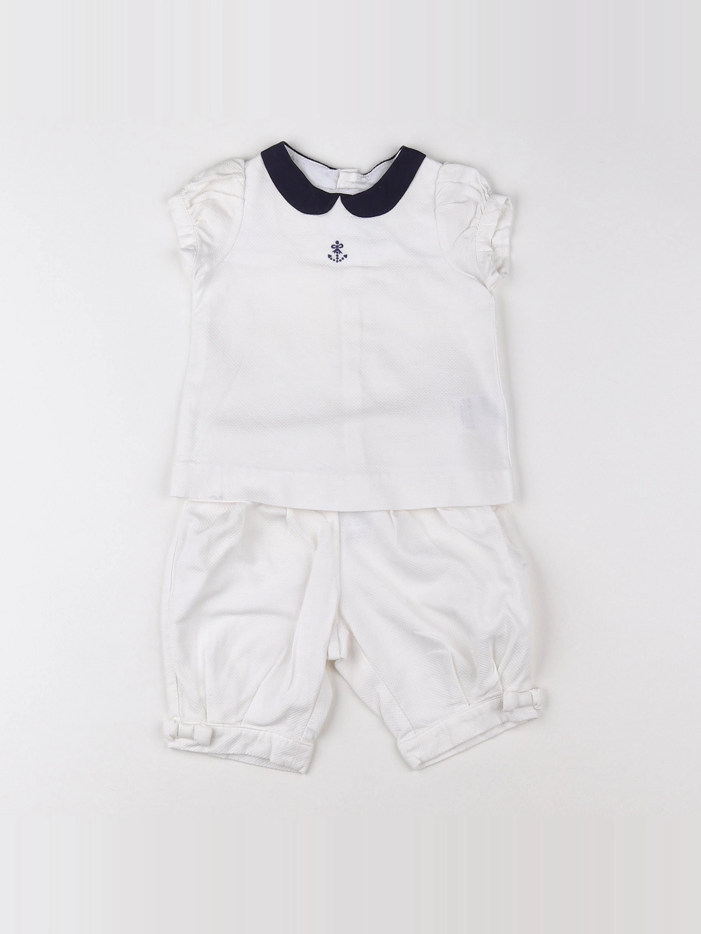 Jacadi - ensemble blanc, bleu - 12 mois