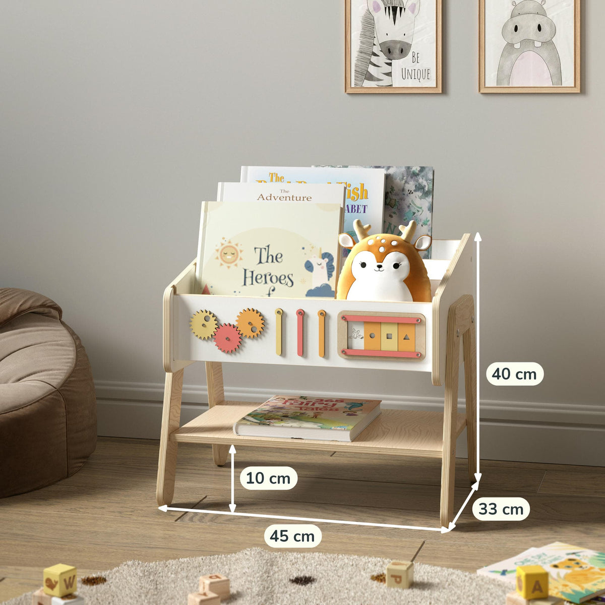 Étagère à jouets / Table + Bibliothèque enfant / Siège LILU