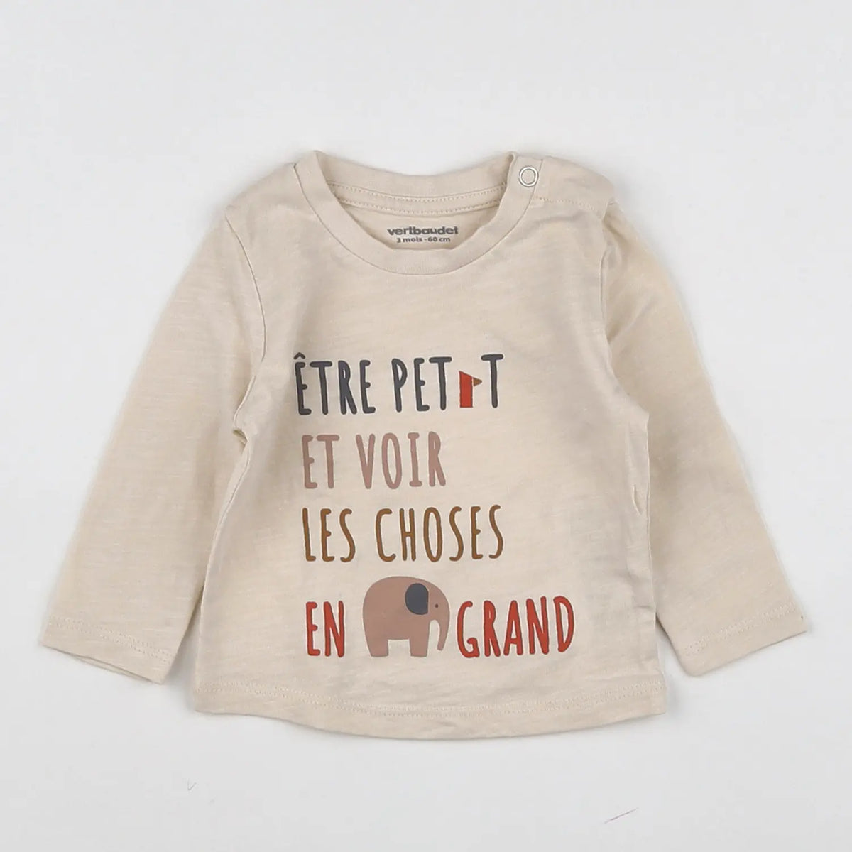Vertbaudet - tee-shirt beige - 3 mois