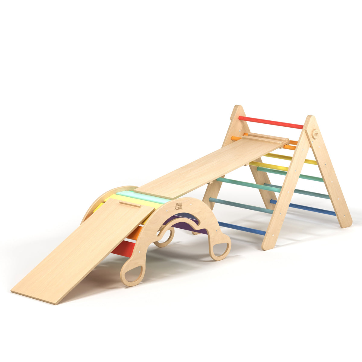 Ensemble (grand) - Triangle de Pikler + 2 planches à double face + bascule d’équilibre