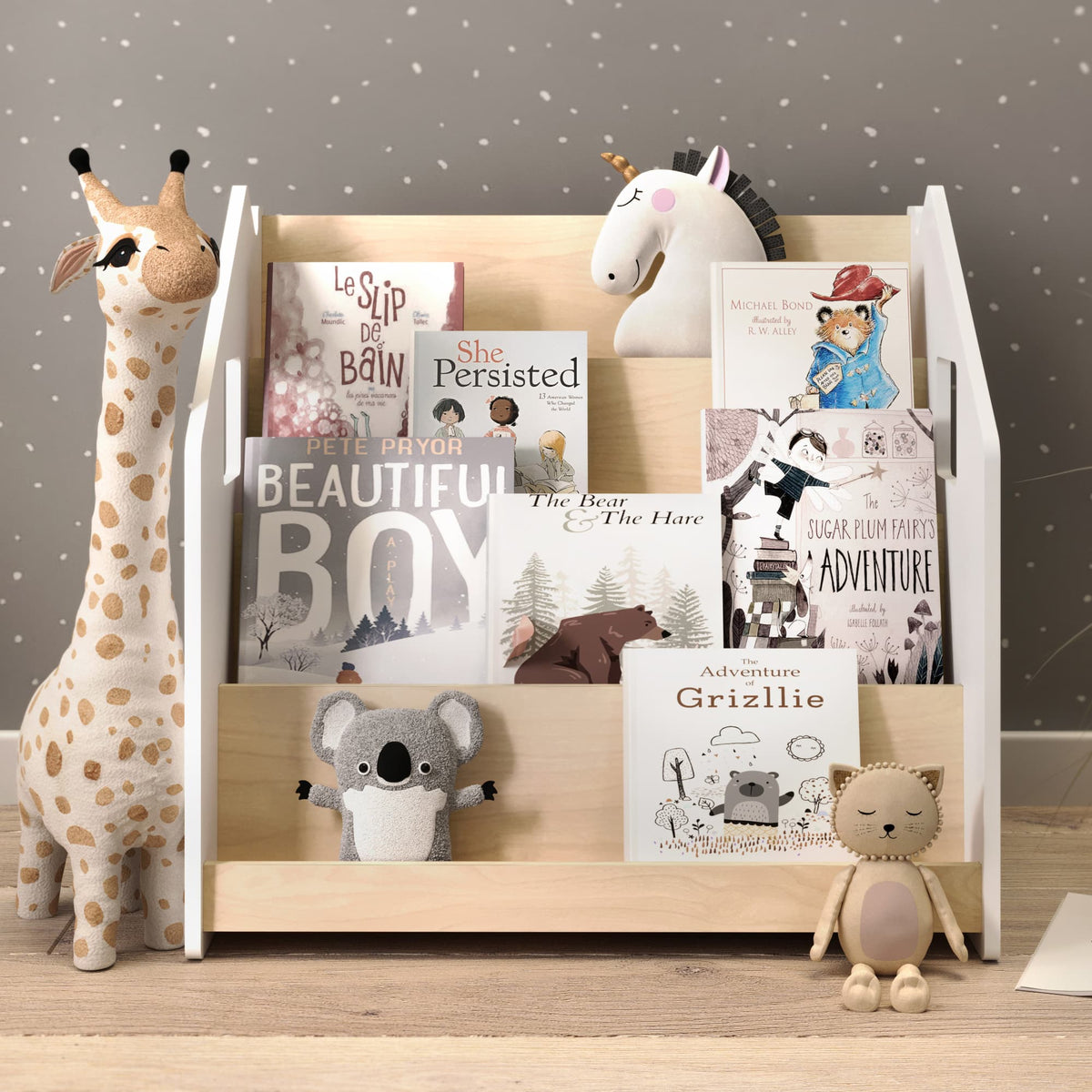 Bibliothèque enfant - Blanc et Gris