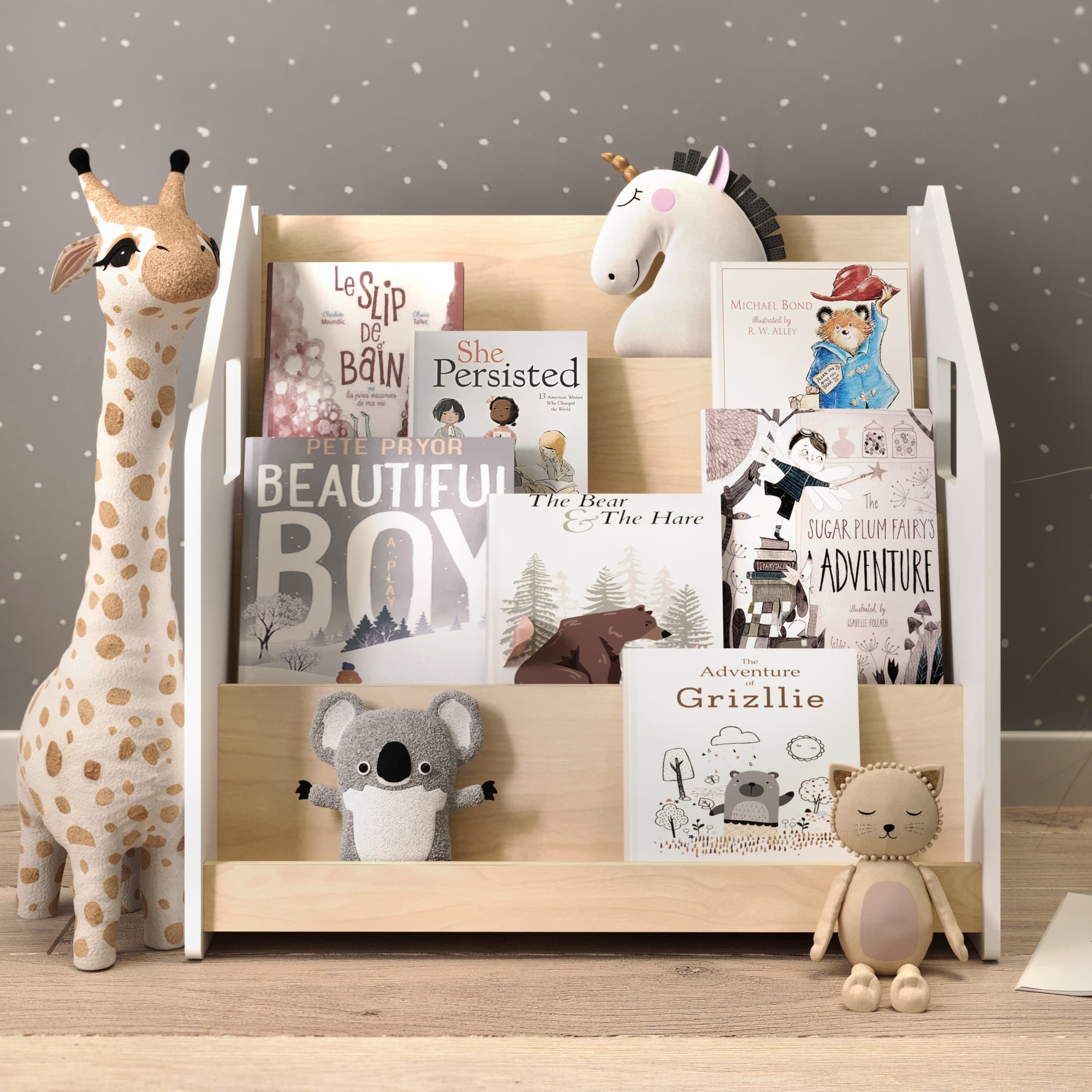 Bibliothèque enfant - Blanc et Gris