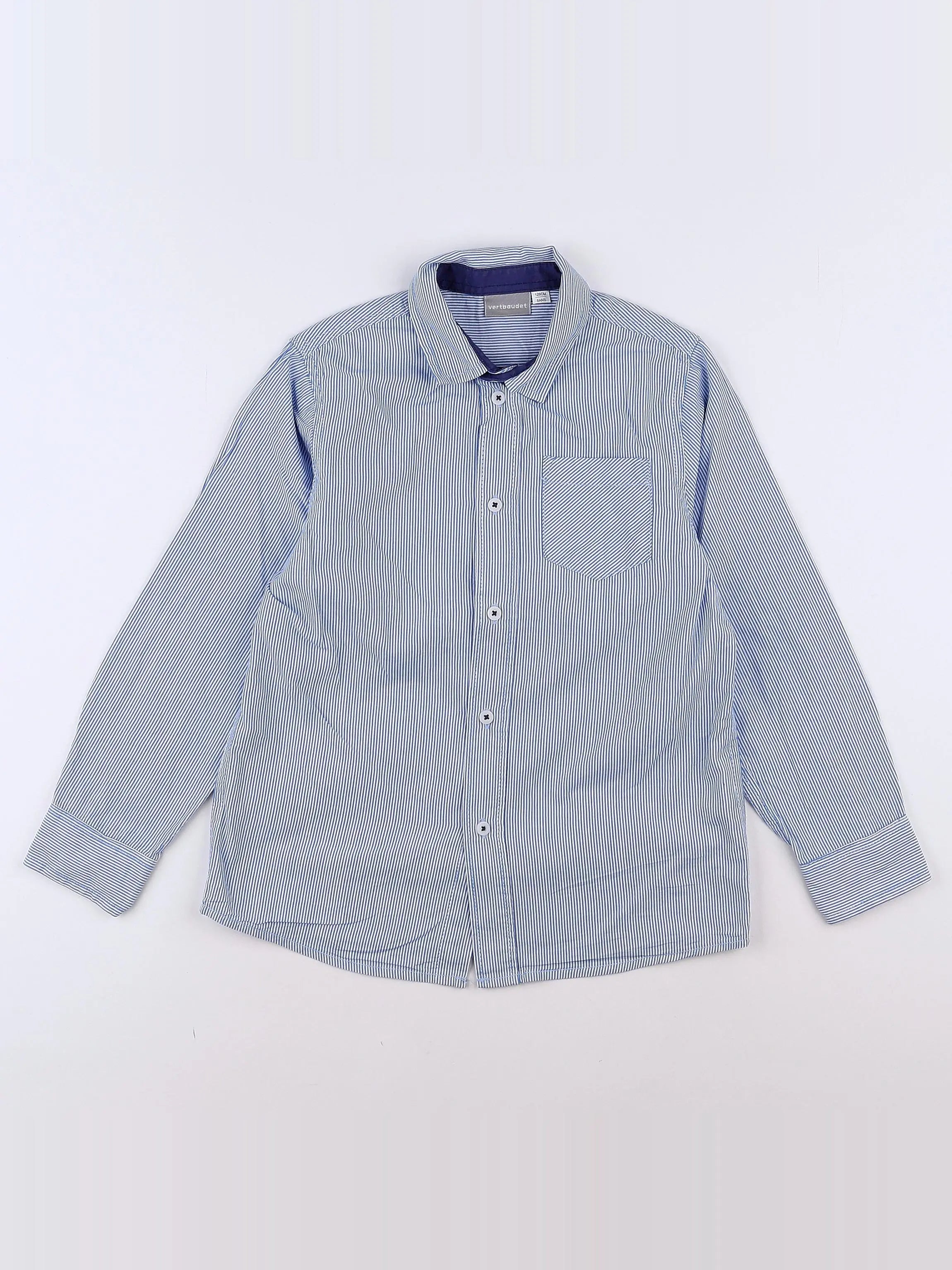 Vertbaudet - chemise bleu, blanc - 8 ans