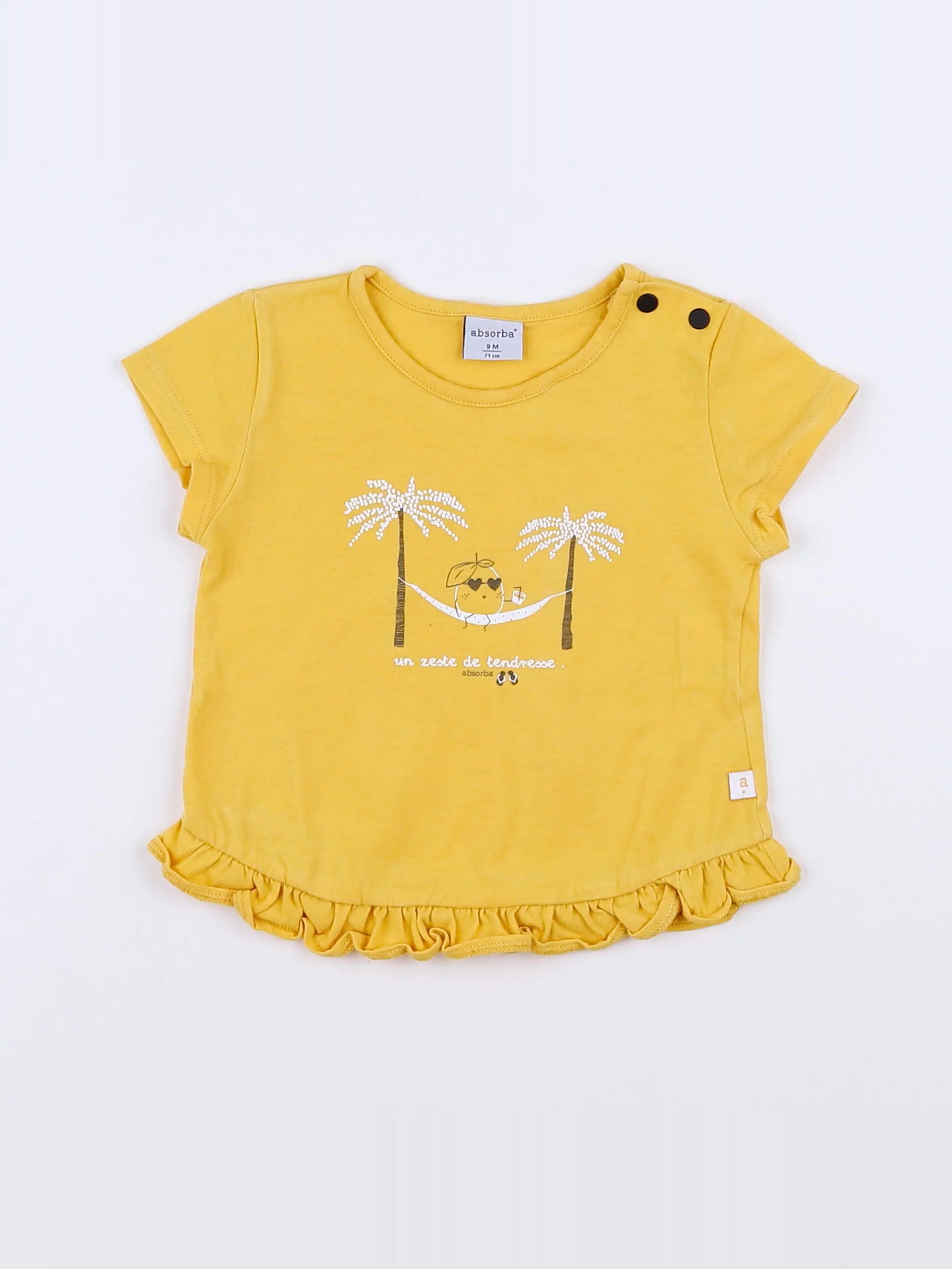 Absorba - tee-shirt jaune - 9 mois