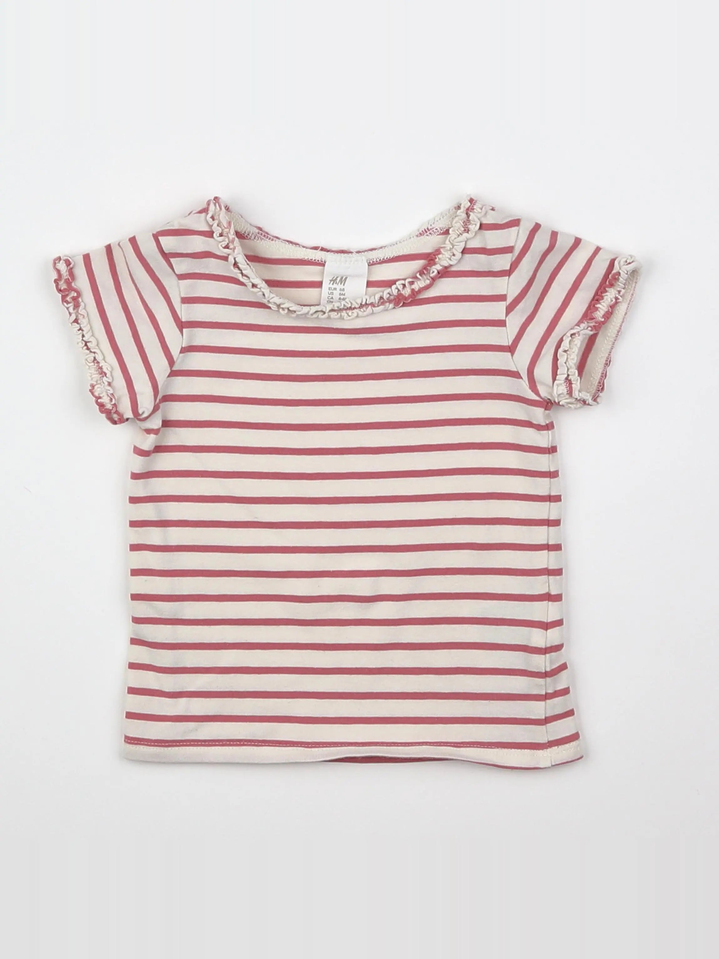 H&M - tee-shirt blanc, rouge - 6 mois