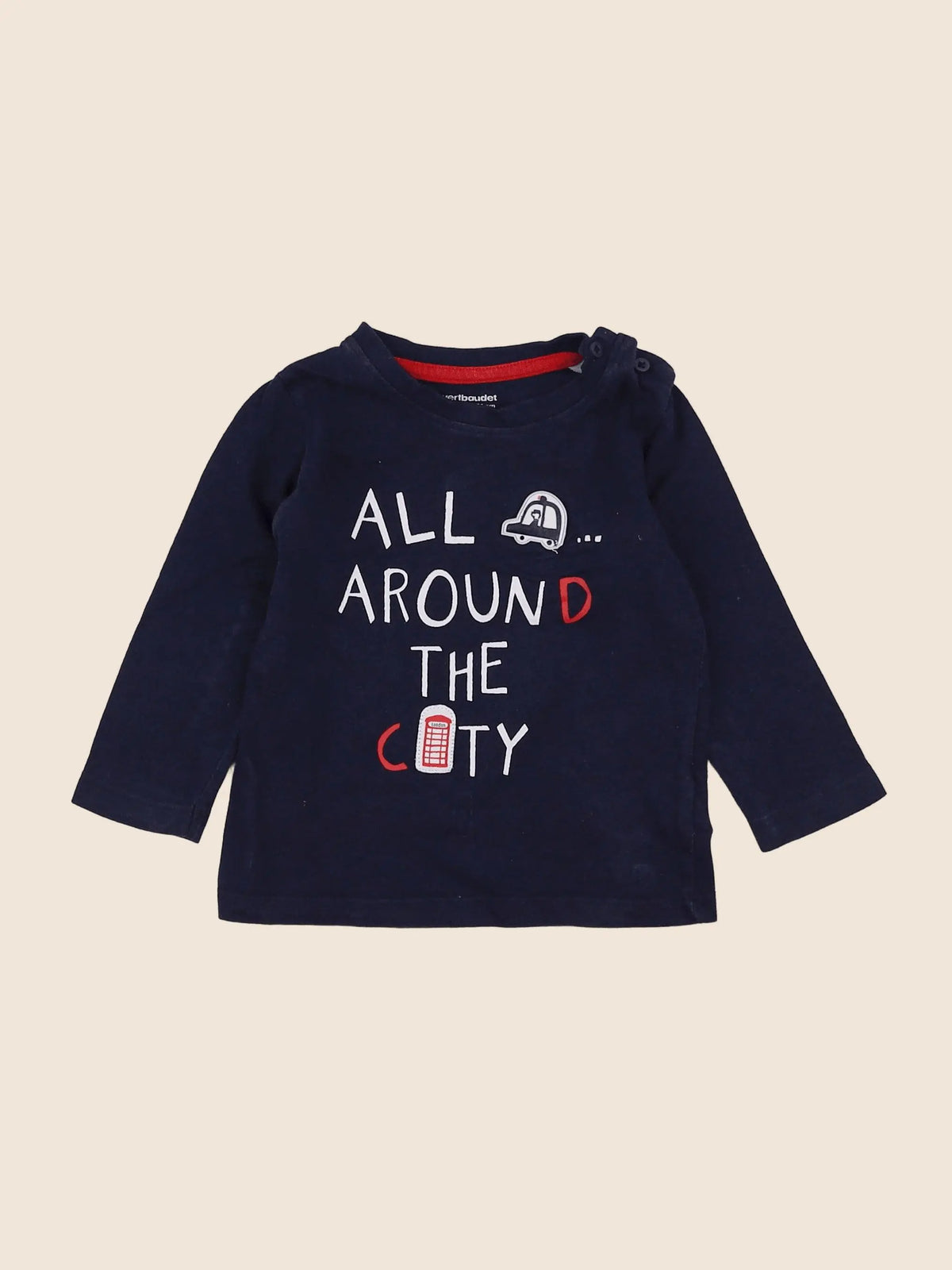 Vertbaudet - tee-shirt bleu - 12 mois
