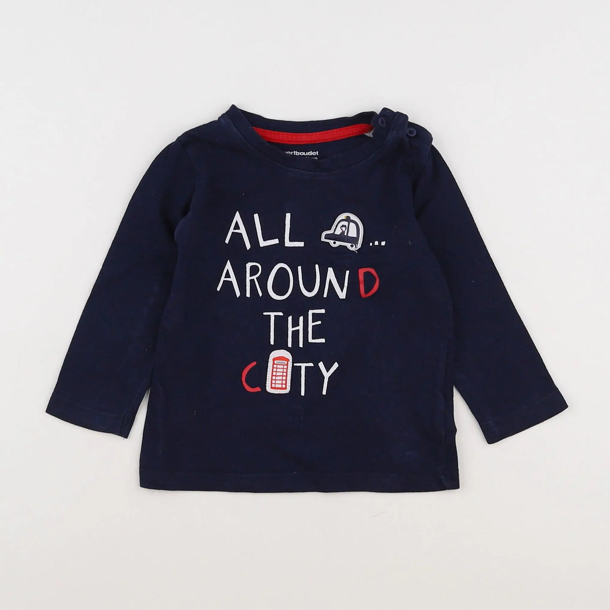 Vertbaudet - tee-shirt bleu - 12 mois