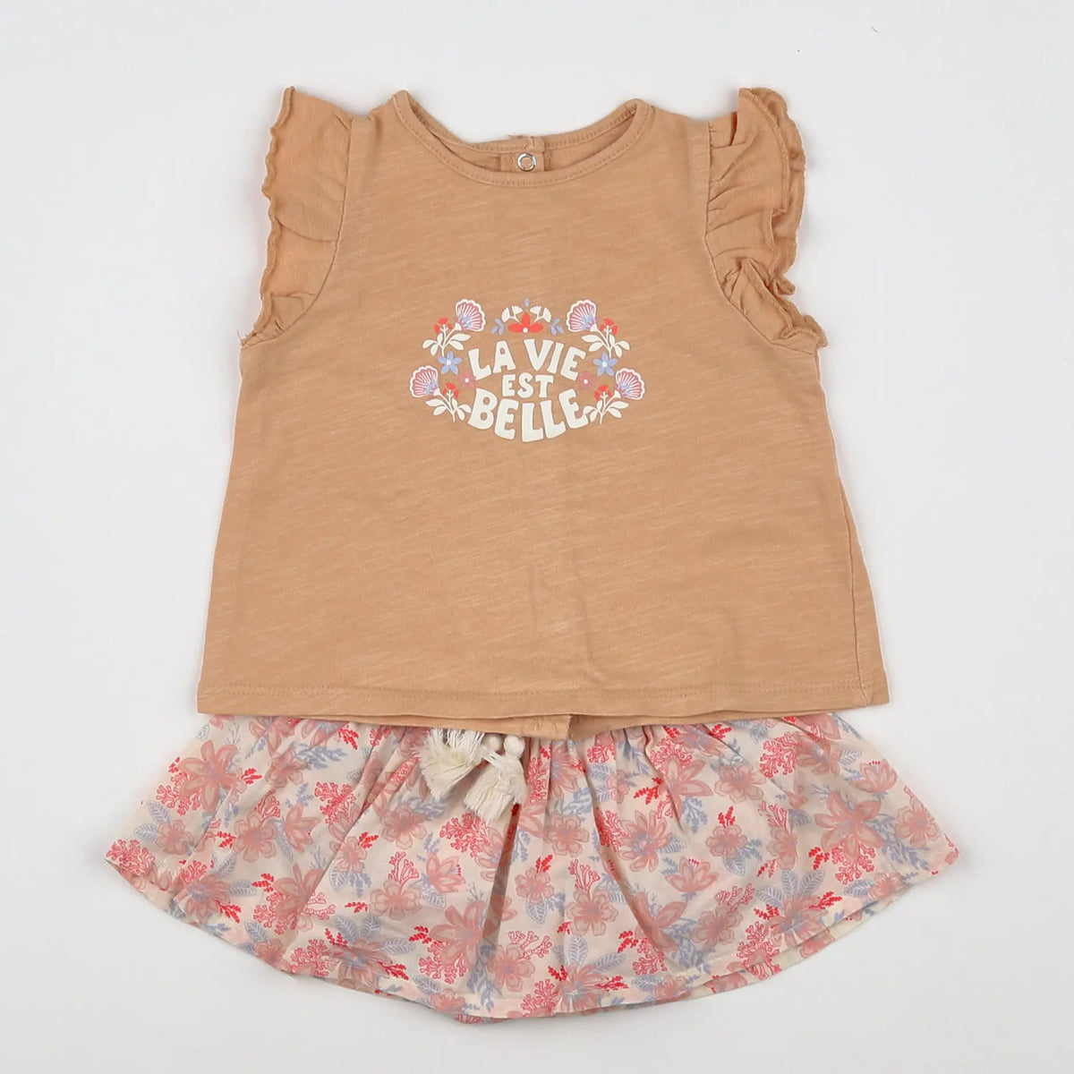 Vertbaudet - ensemble orange, rose - 6 mois