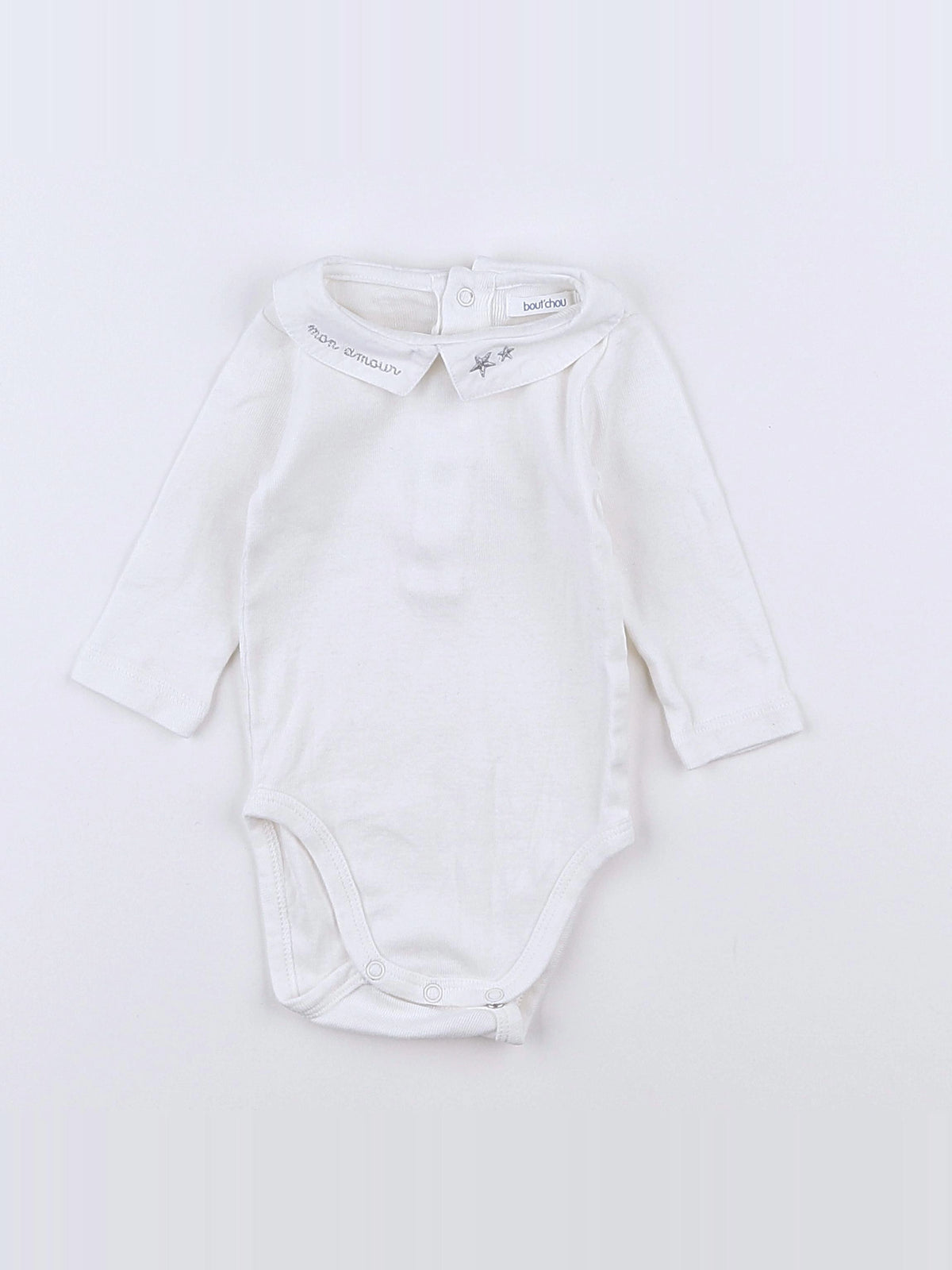 Boutchou - body vetement blanc, bleu - 3 mois