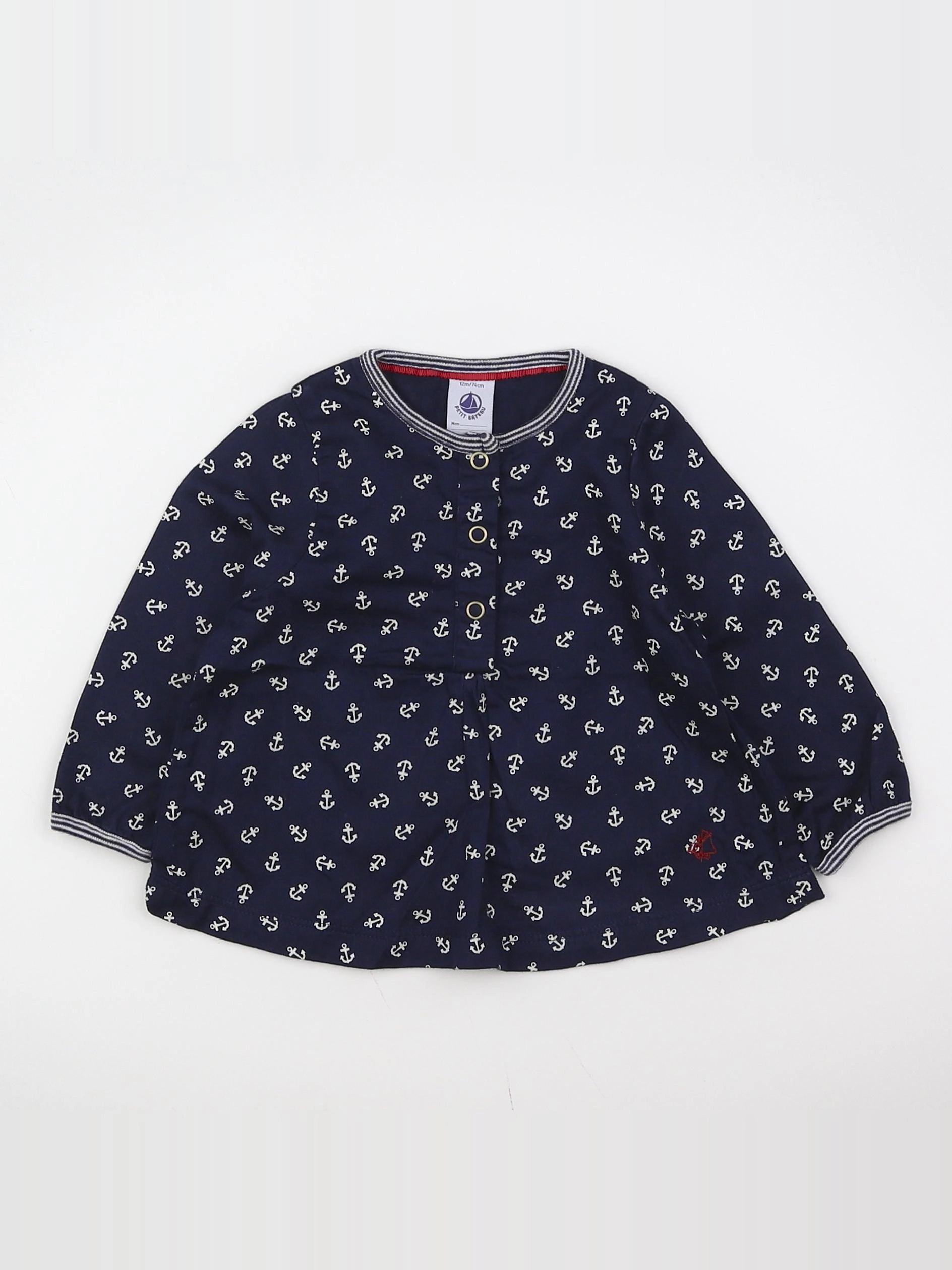 Petit Bateau - tee-shirt bleu - 12 mois