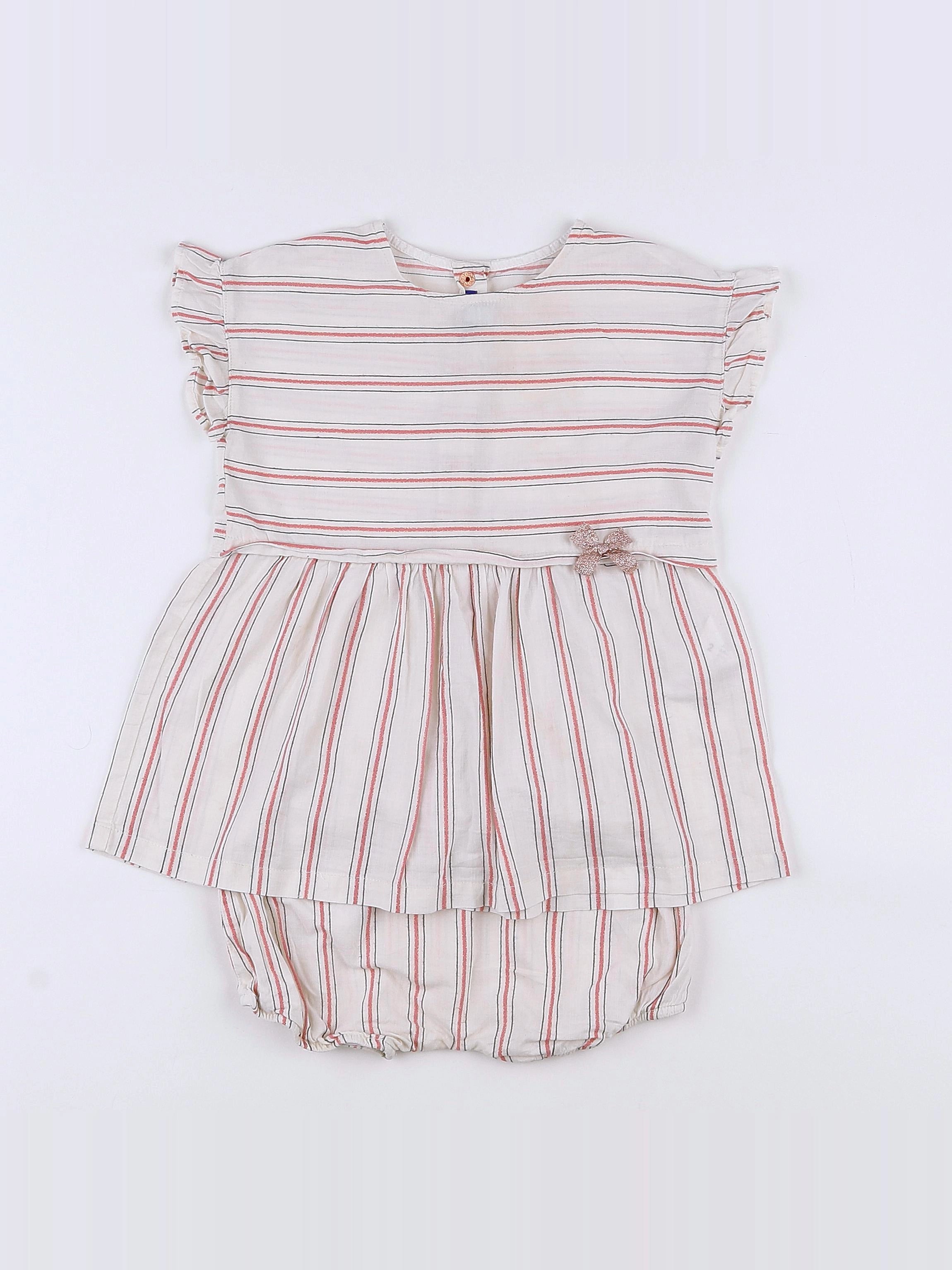 Absorba - robe blanc, rose - 2 ans