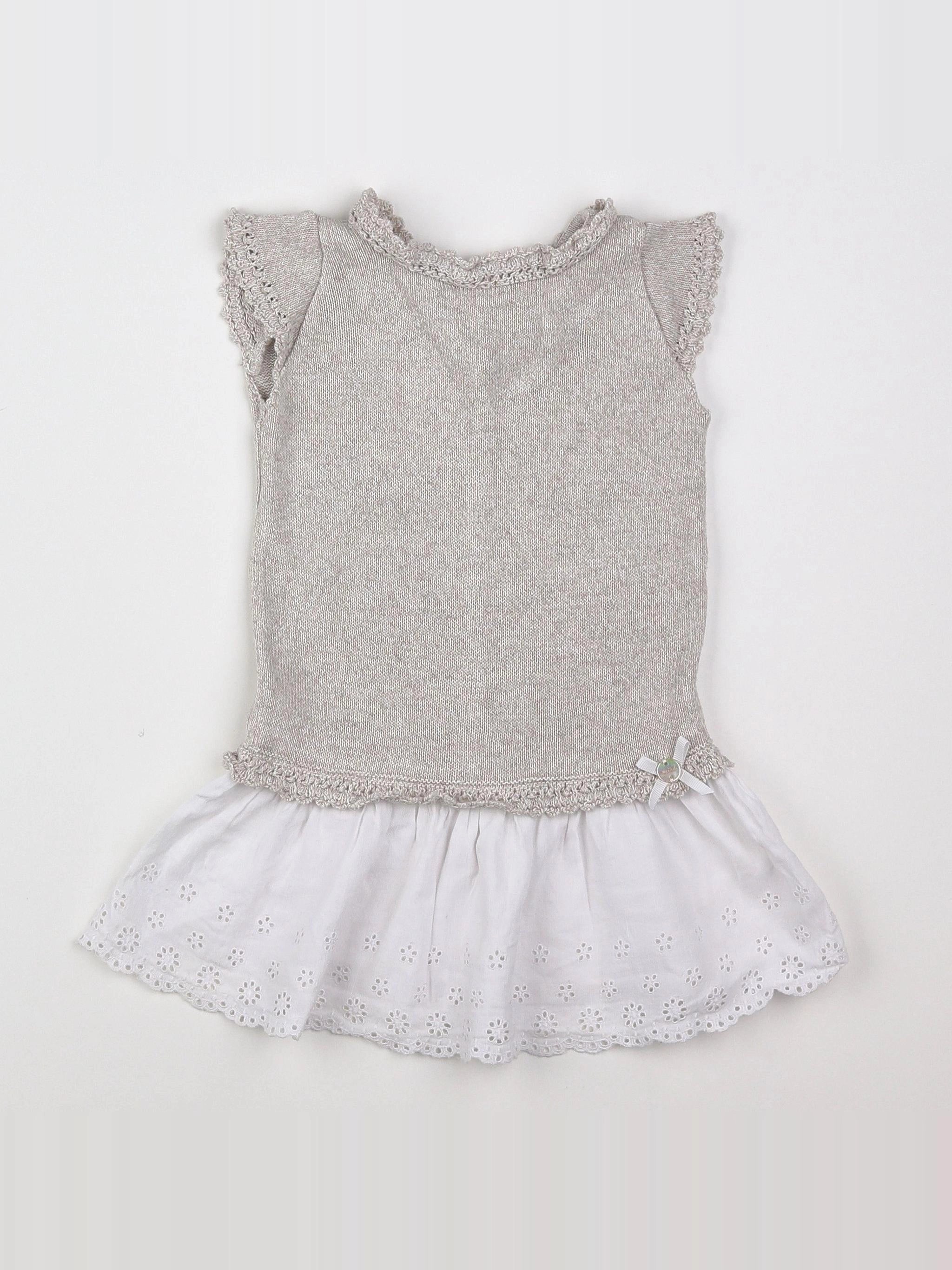 Paz Rodriguez - robe beige, blanc - 2 ans