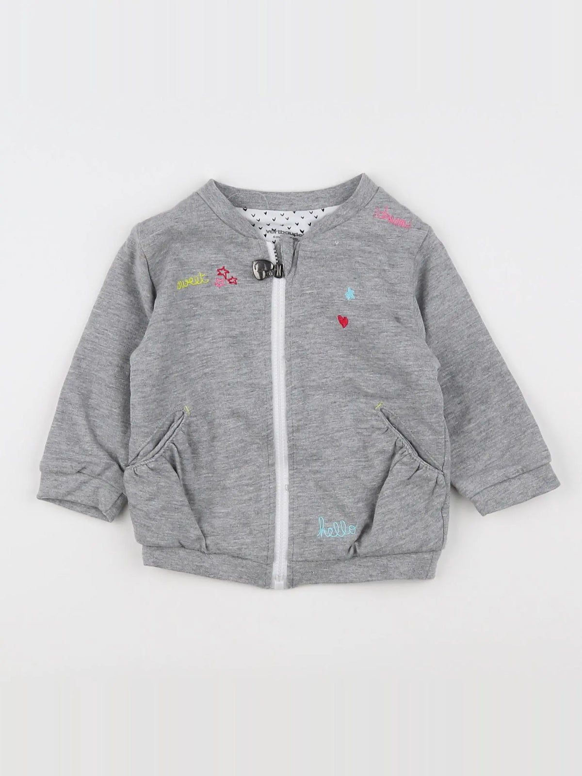 Vertbaudet - sweat gris - 6 mois