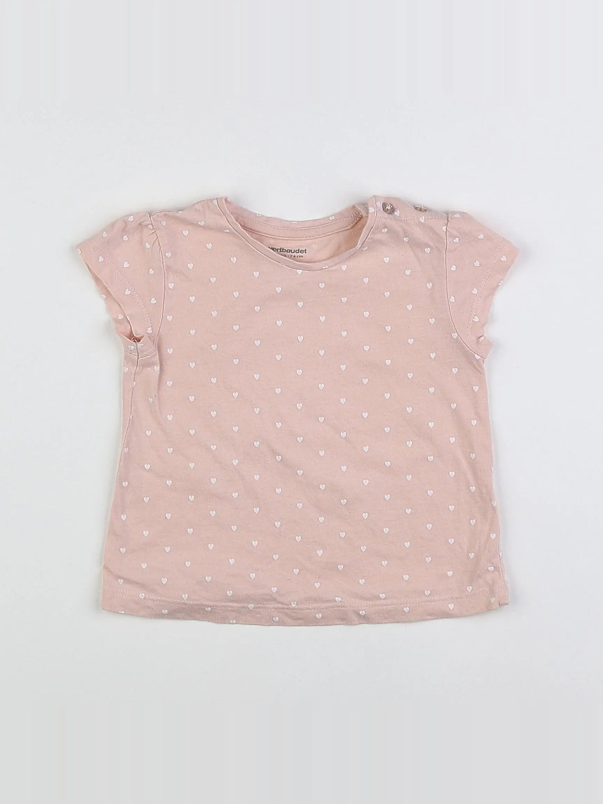 Vertbaudet - tee-shirt rose, blanc - 12 mois