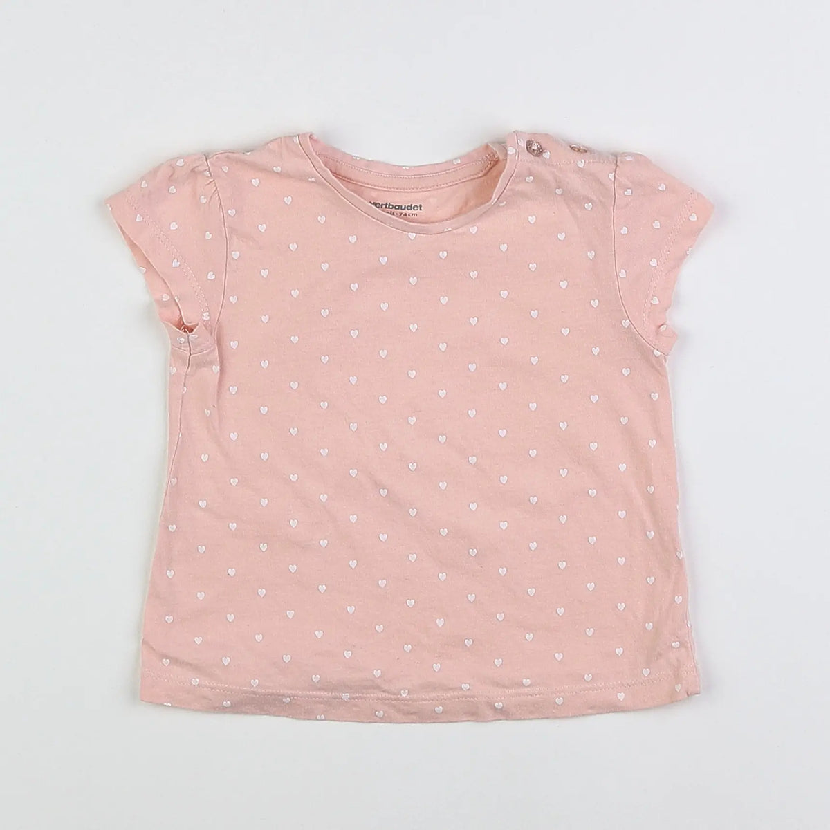 Vertbaudet - tee-shirt rose, blanc - 12 mois