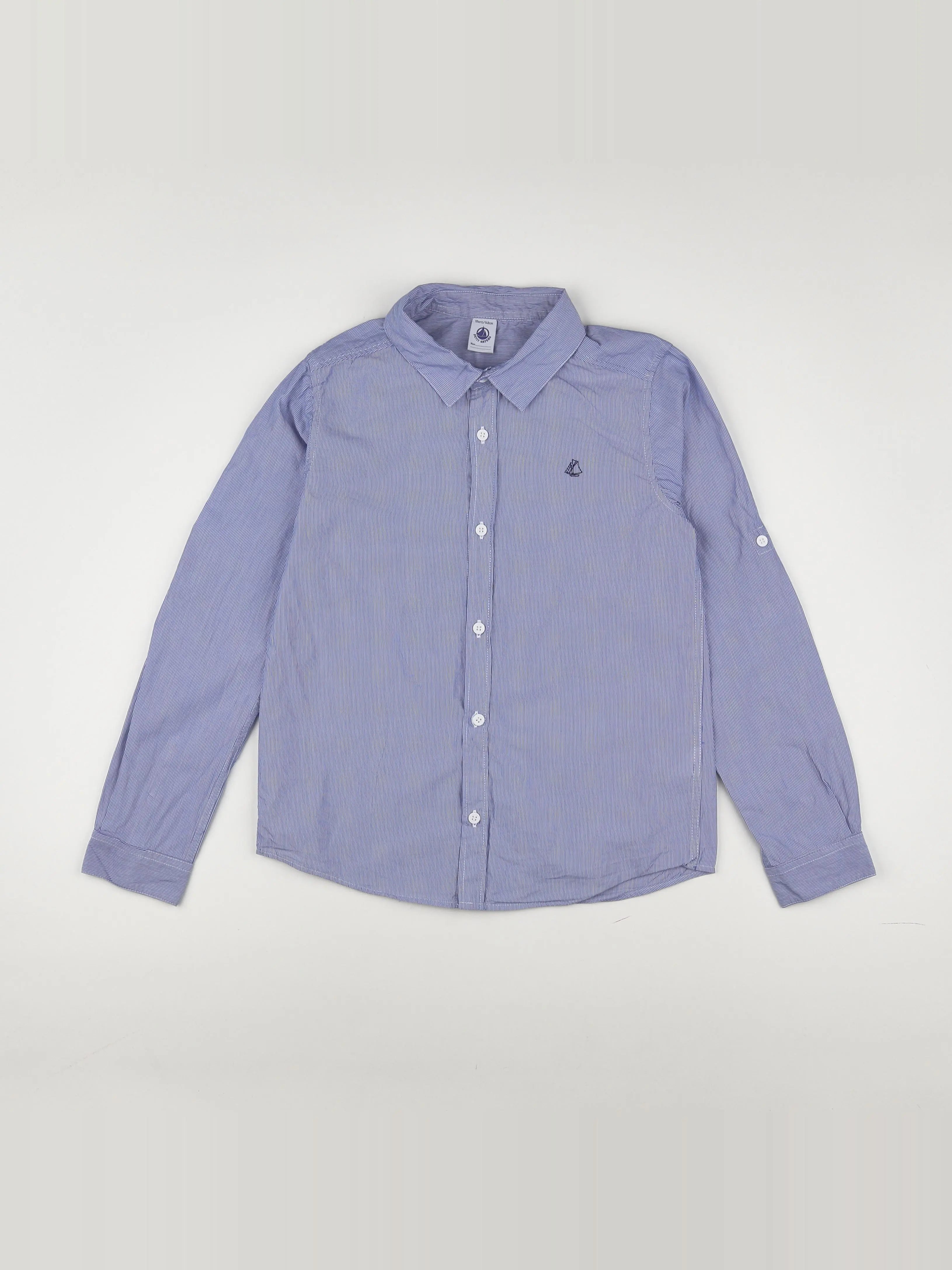 Petit Bateau - chemise blanc, bleu - 10 ans