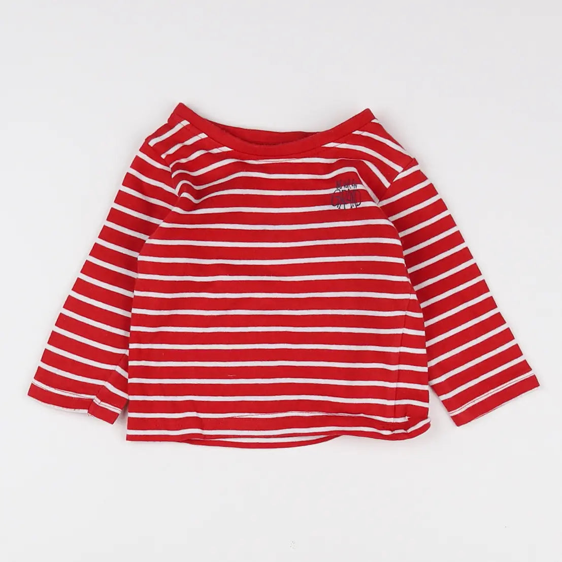 Vertbaudet - tee-shirt blanc, rouge - 3 mois